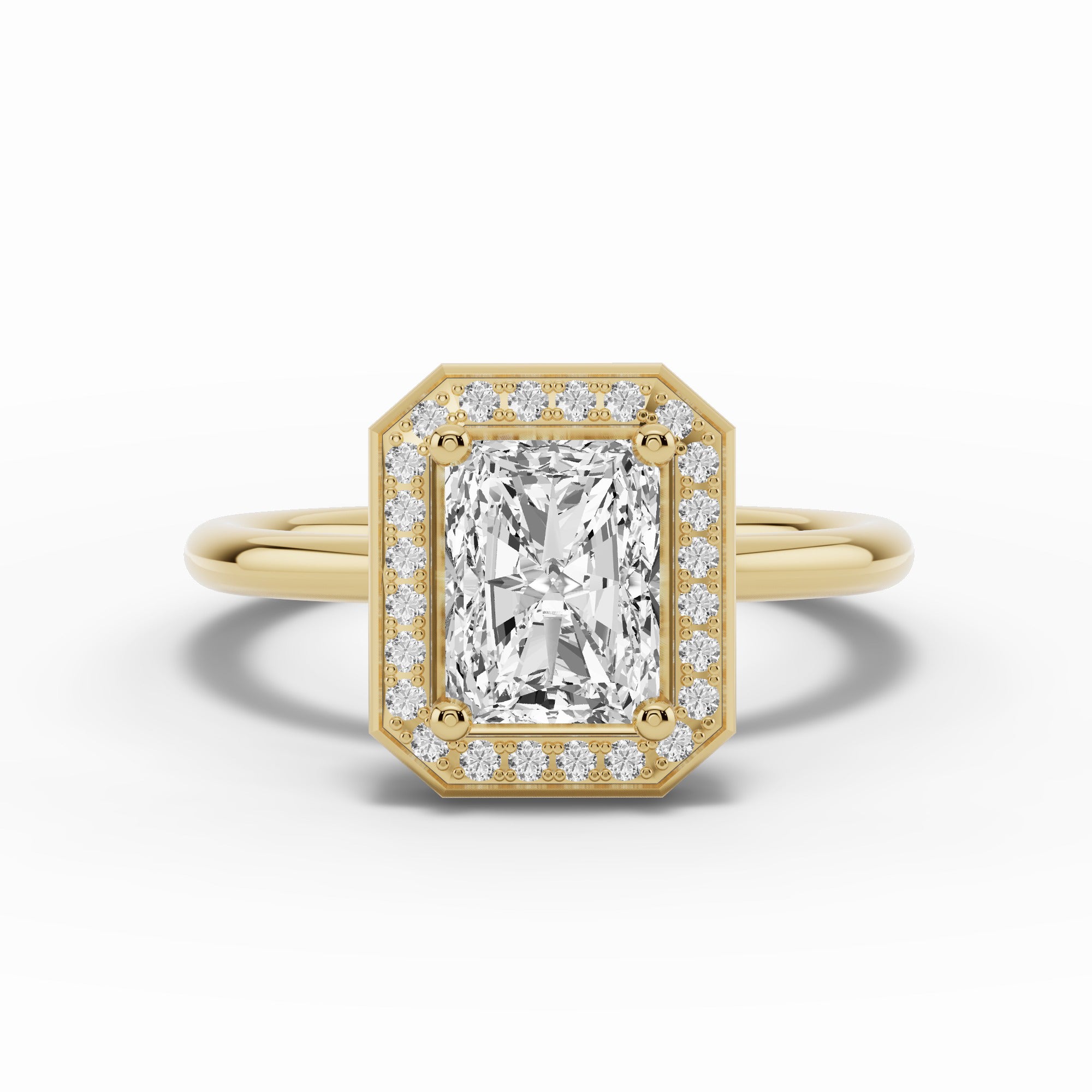 Radiant Nova Halo Engagement Ring