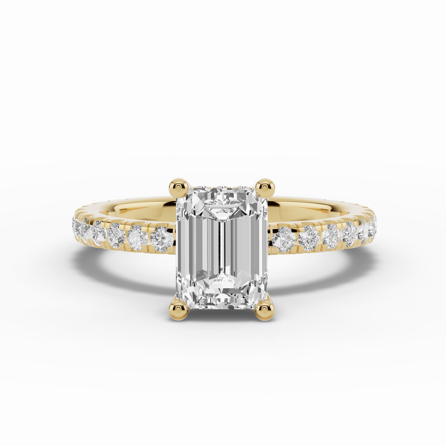Emerald Cut Coronet Diamond Crown Engagement Ring