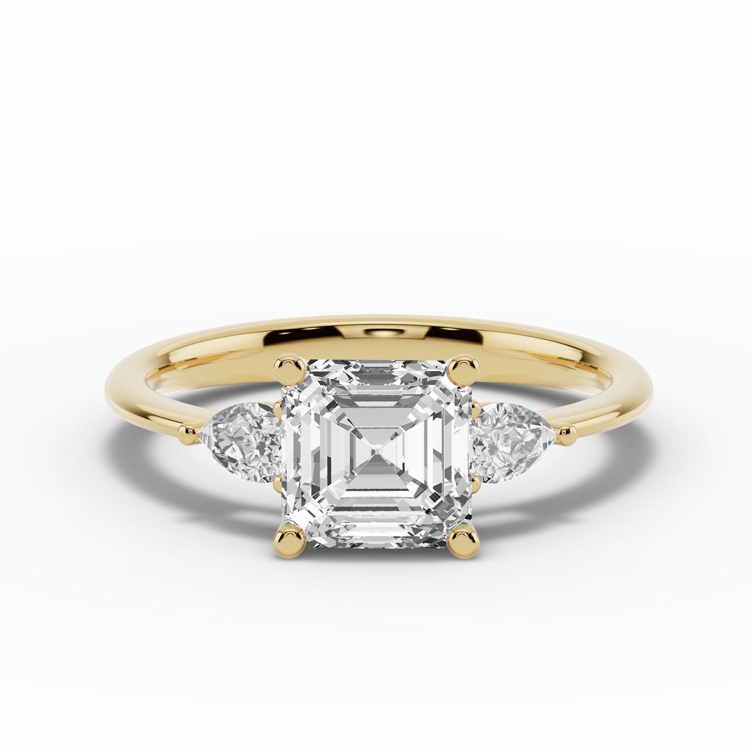 Vionne Asscher Three-Stone Engagement Ring