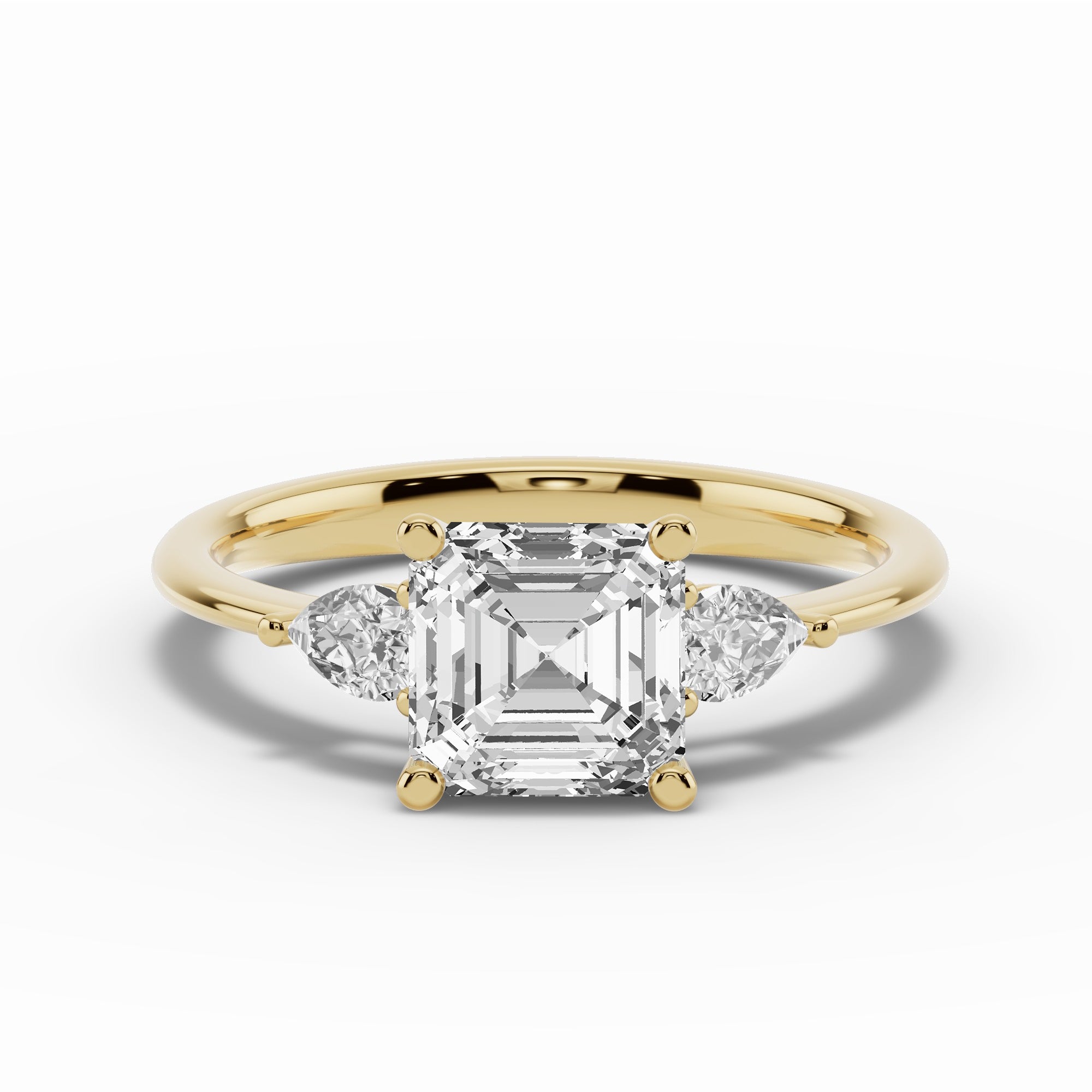 Vionne Asscher Three-Stone Engagement Ring