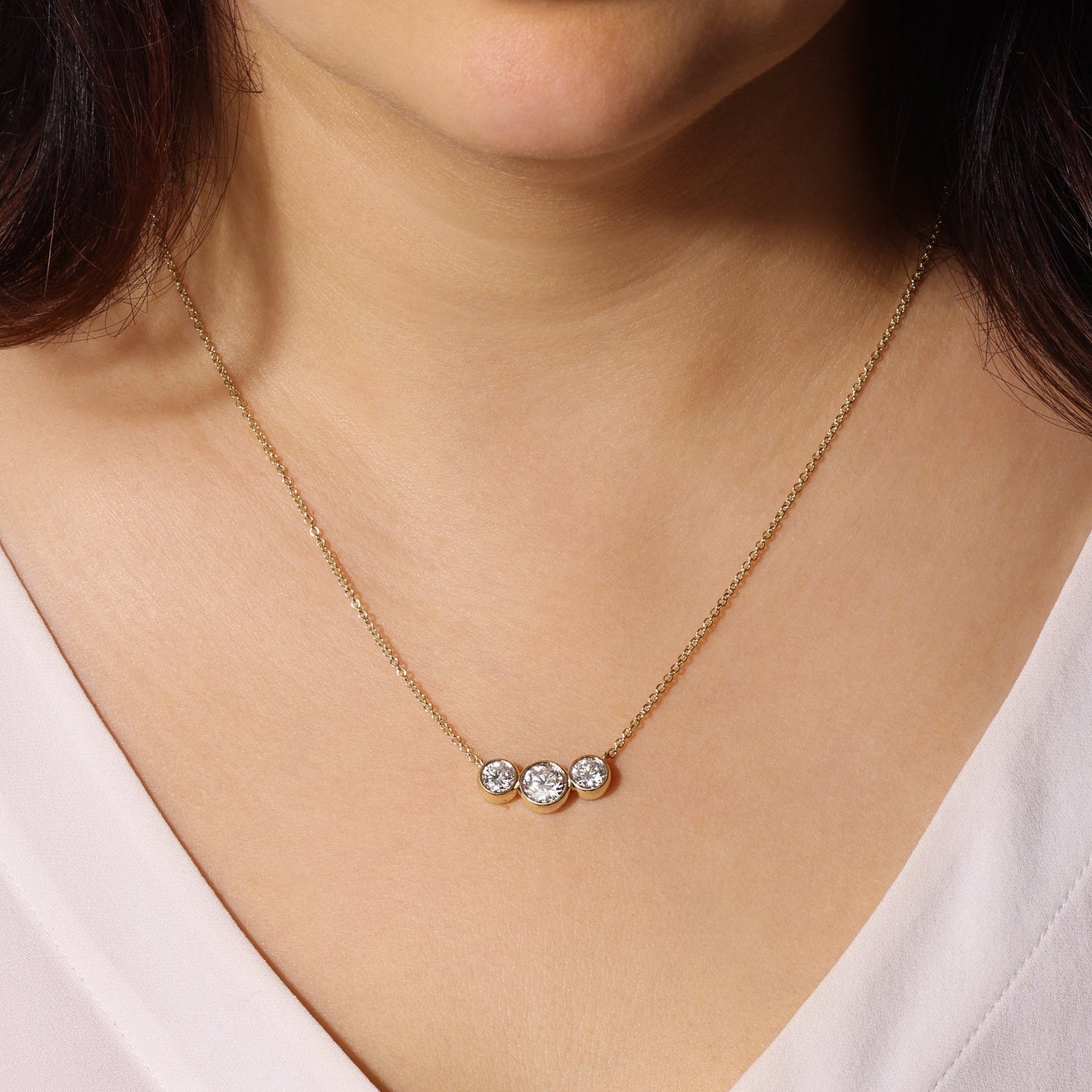 Trio Bezel Pendant Pendant ABP-249-LGD-1  - Abtin & Co.