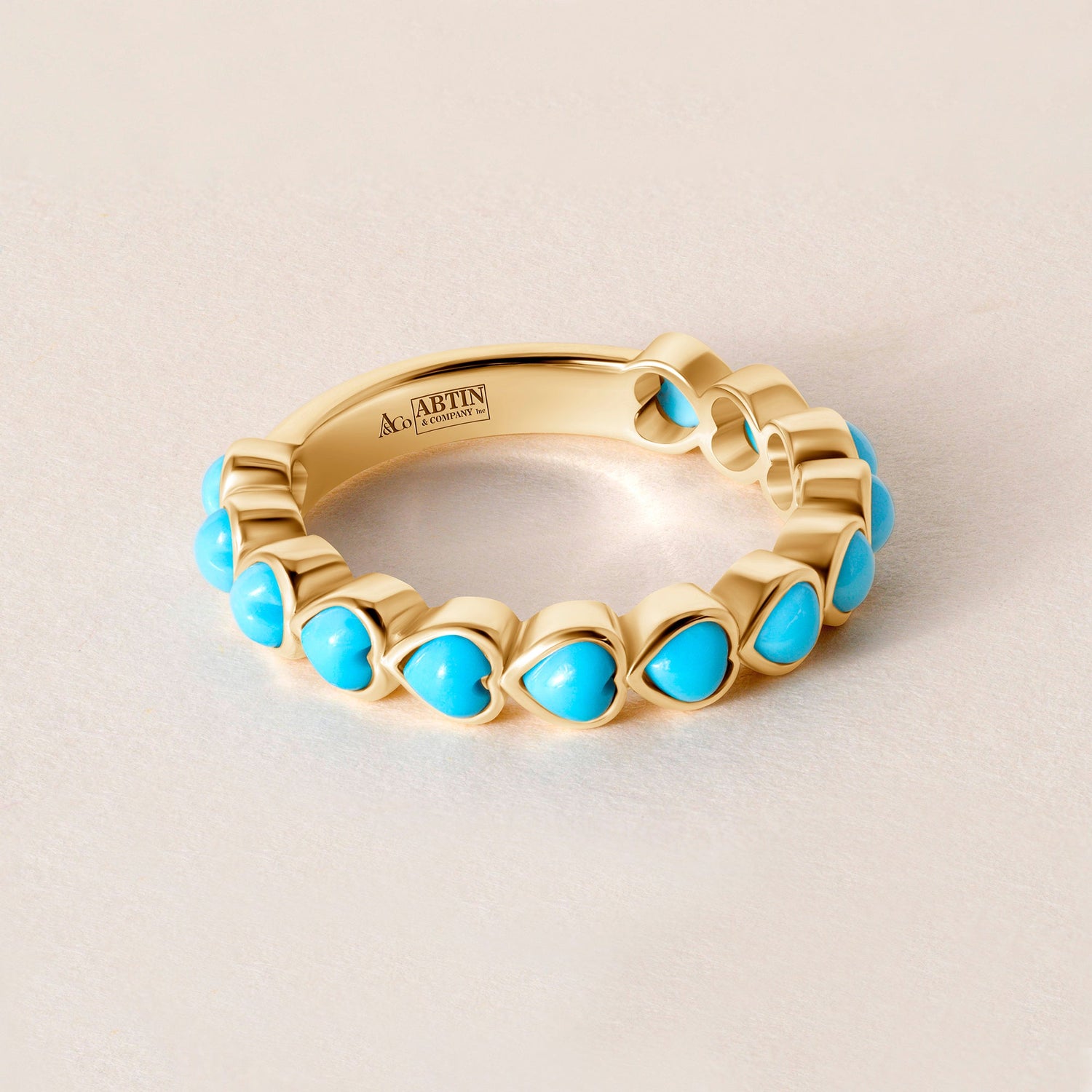 Turquoise Heartbeat Ring — Three-Quarter Ring ABB-723.2-TQF-1  - Abtin & Co.