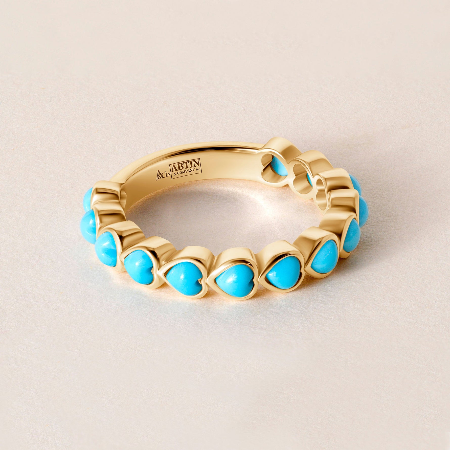 Turquoise Heartbeat Ring — Three-Quarter Ring ABB-723.2-TQF-1  - Abtin & Co.
