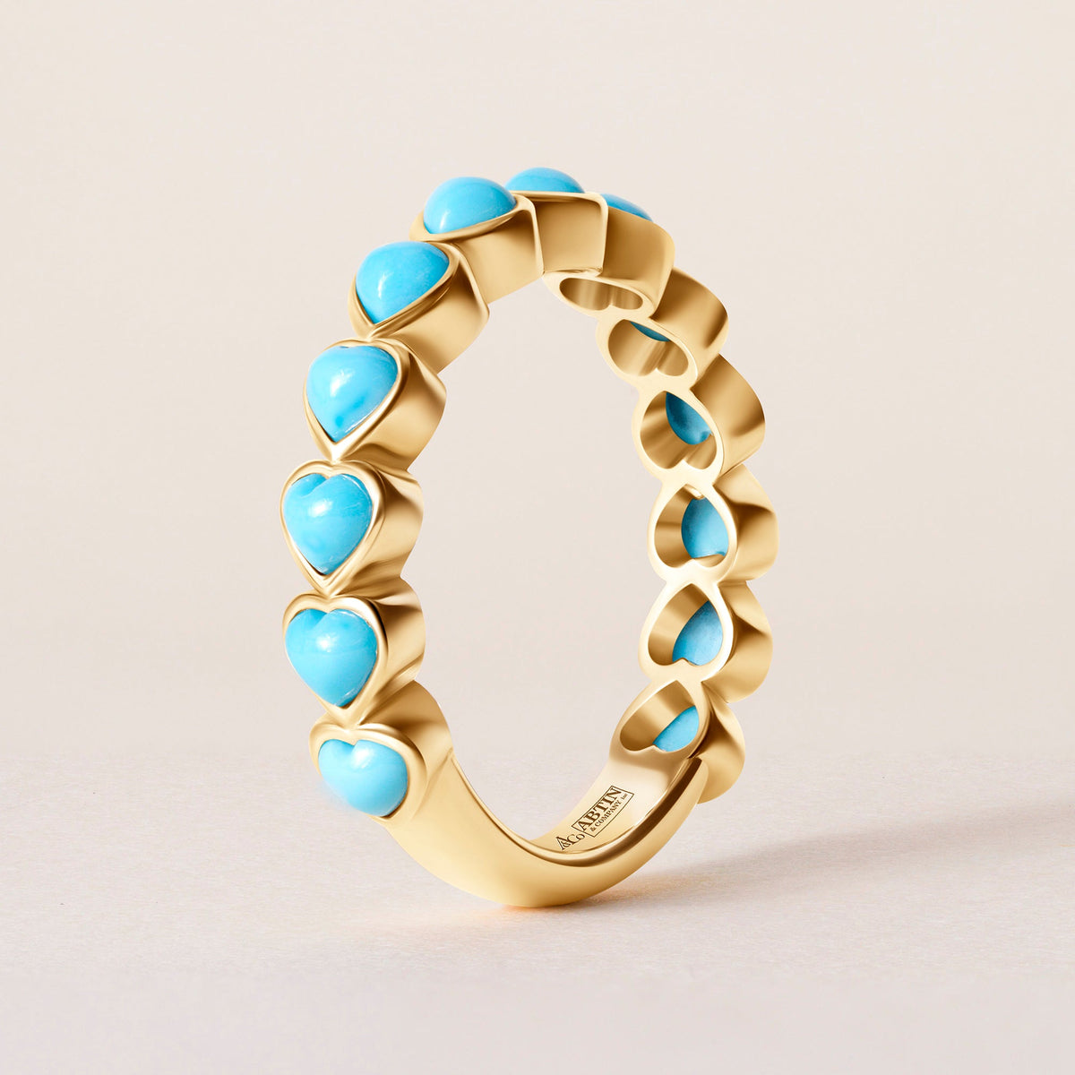 Turquoise Heartbeat Ring — Three-Quarter Ring ABB-723.2-TQF-1  - Abtin & Co.