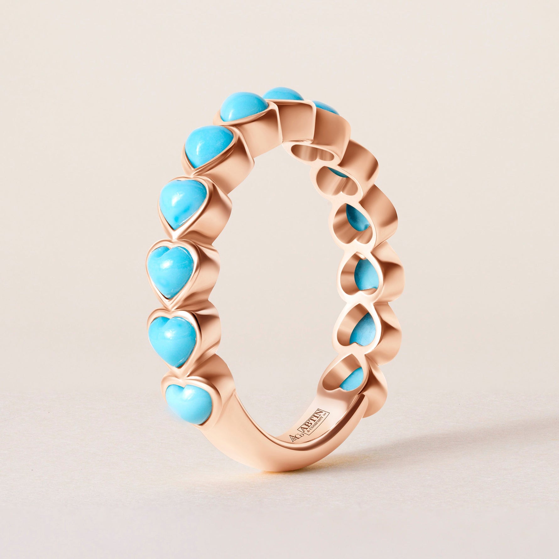 Turquoise Heartbeat Ring — Three-Quarter Ring ABB-723.2-TQF-3  - Abtin & Co.