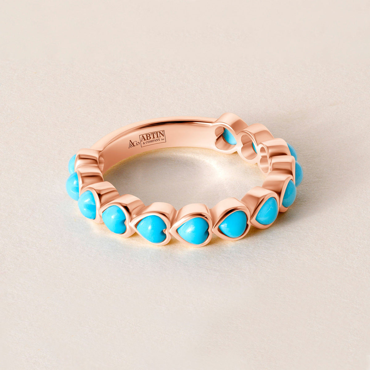 Turquoise Heartbeat Ring — Three-Quarter Ring ABB-723.2-TQF-3  - Abtin & Co.
