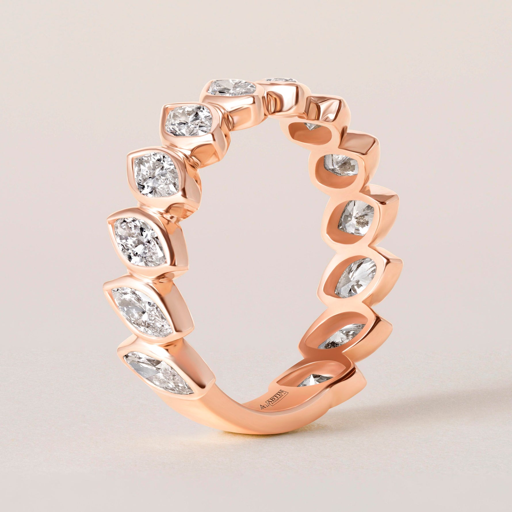 Verte Marquise Band — Three-Quarter Ring ABB-726.2-LGD-5  - Abtin & Co.