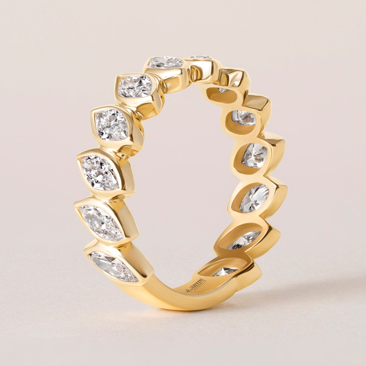 Verte Marquise Band — Three-Quarter Ring ABB-726.2-LGD-1  - Abtin & Co.