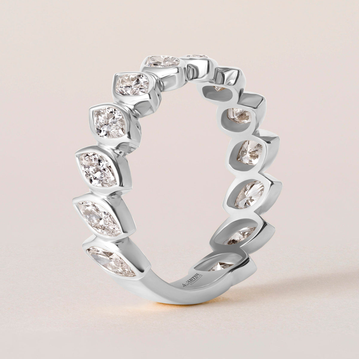 Verte Marquise Band — Three-Quarter Ring ABB-726.2-LGD-3  - Abtin & Co.