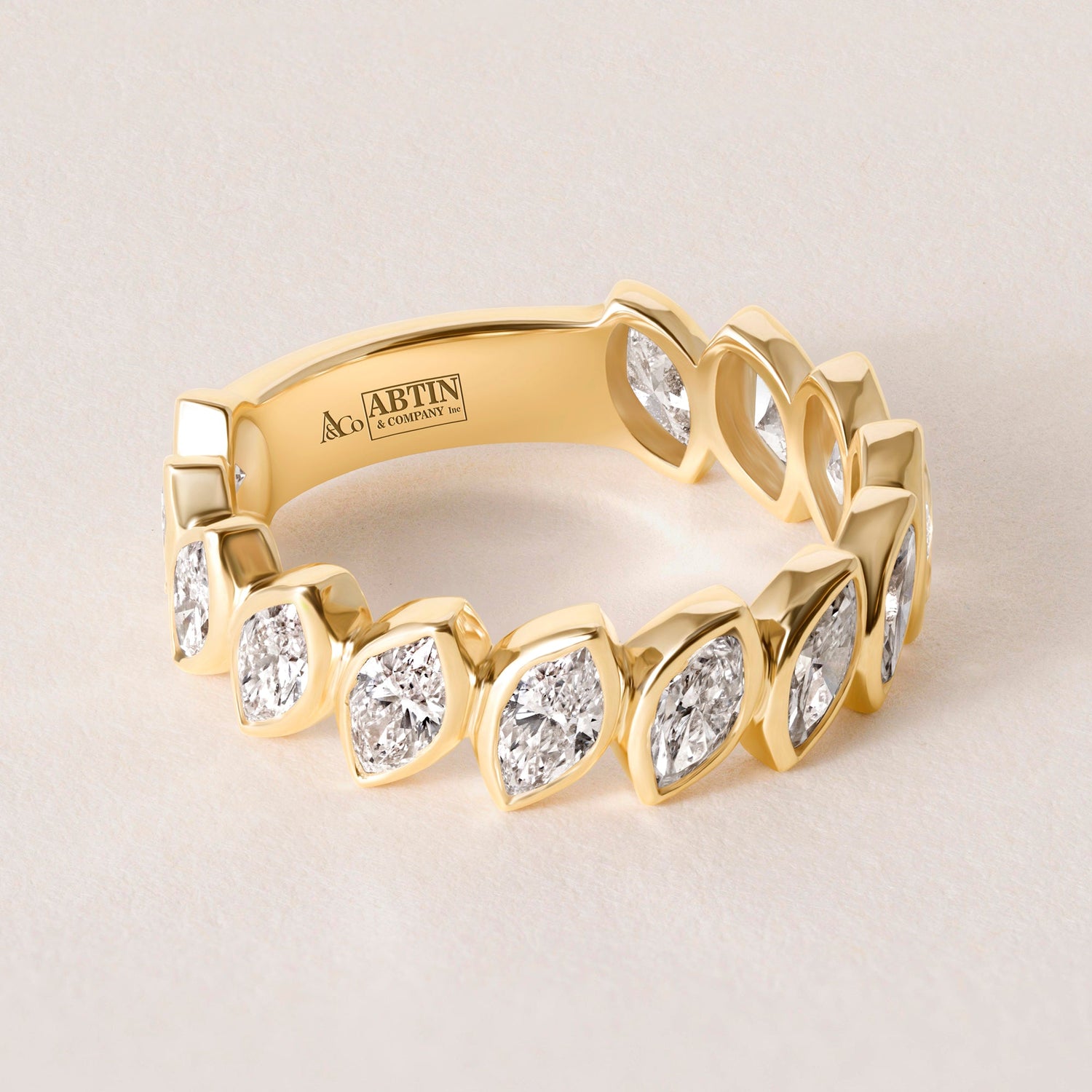 Verte Marquise Band — Three-Quarter Ring ABB-726.2-LGD-1  - Abtin & Co.