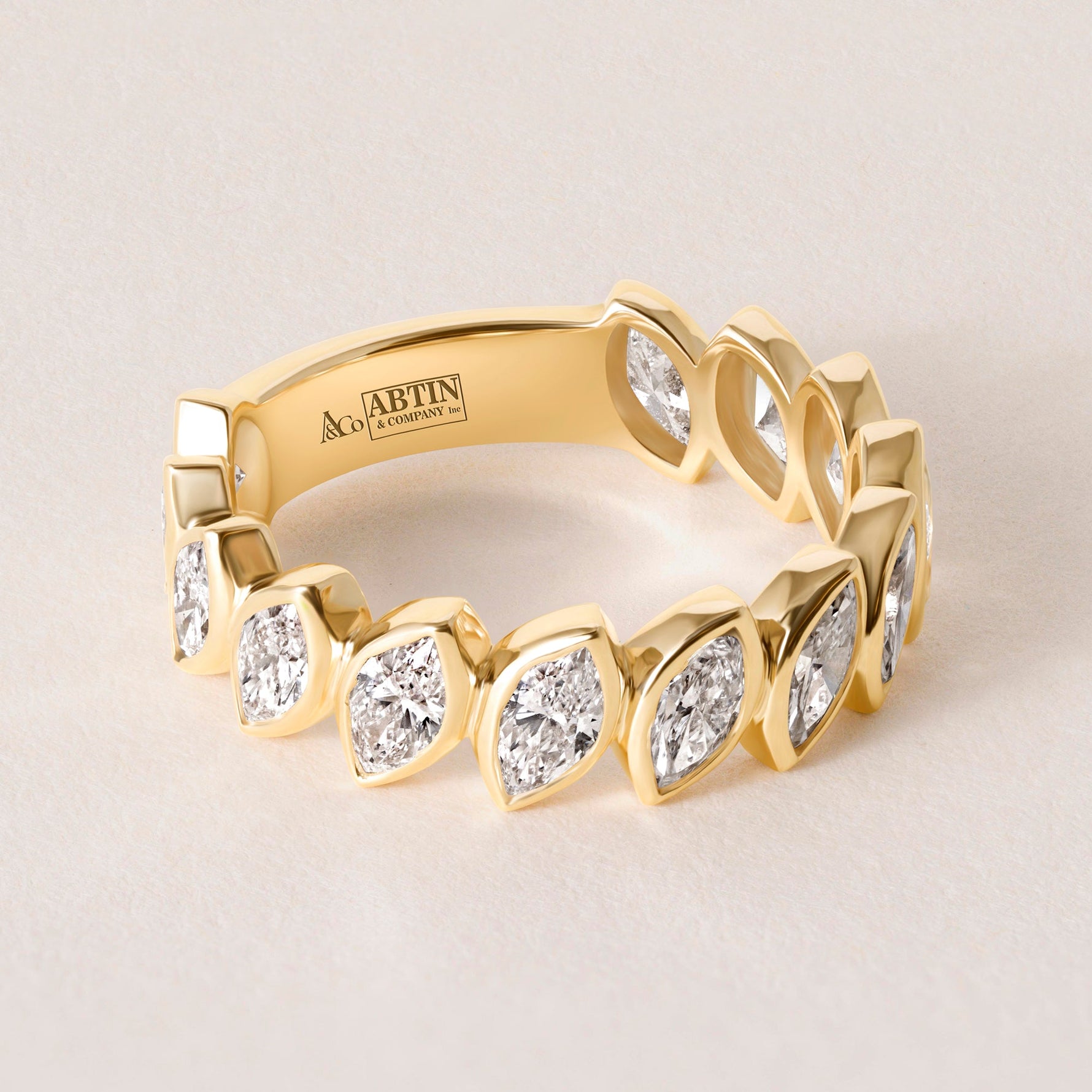 Verte Marquise Band — Three-Quarter Ring ABB-726.2-LGD-1  - Abtin & Co.