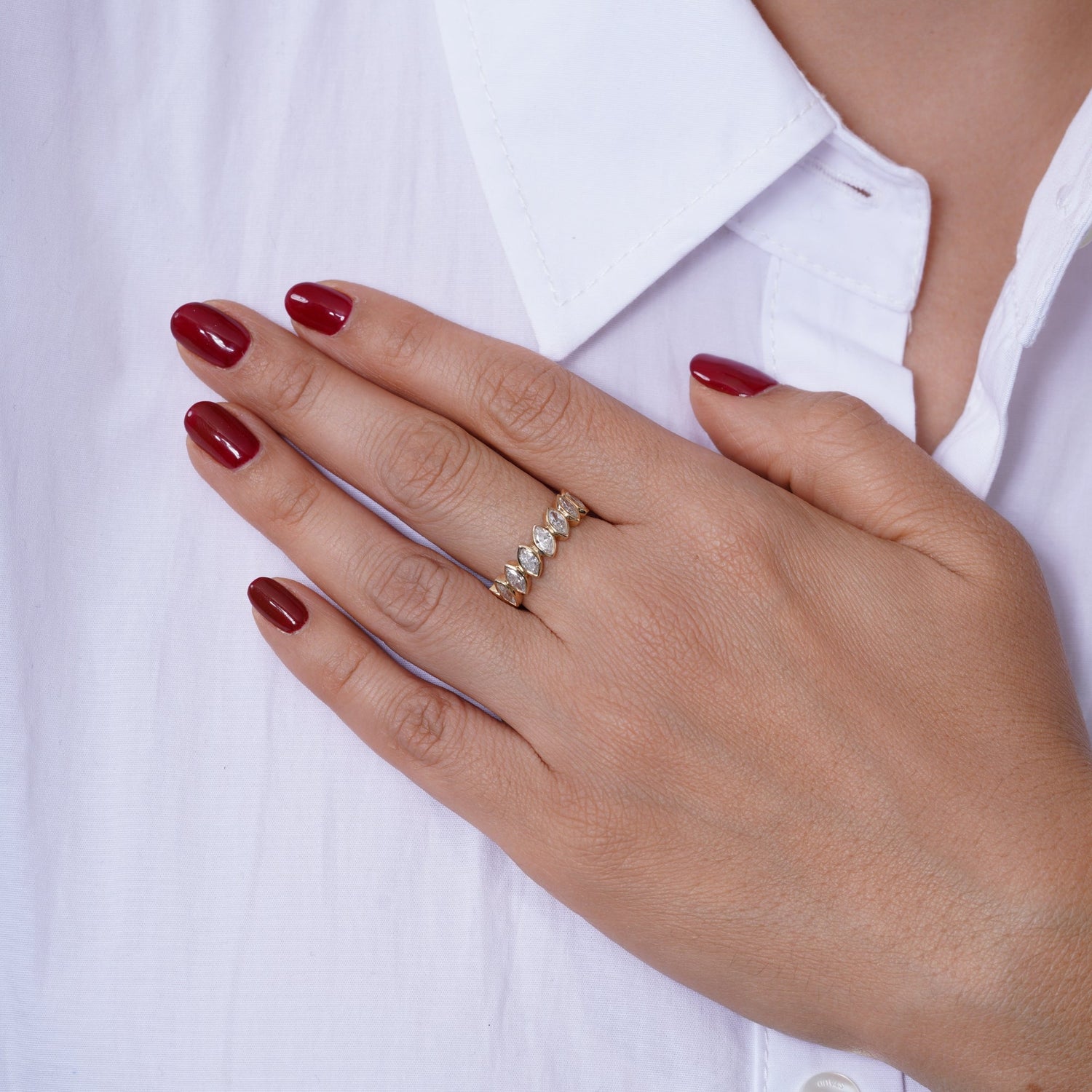 Verte Marquise Band — Three-Quarter Ring ABB-726.2-LGD-1  - Abtin & Co.