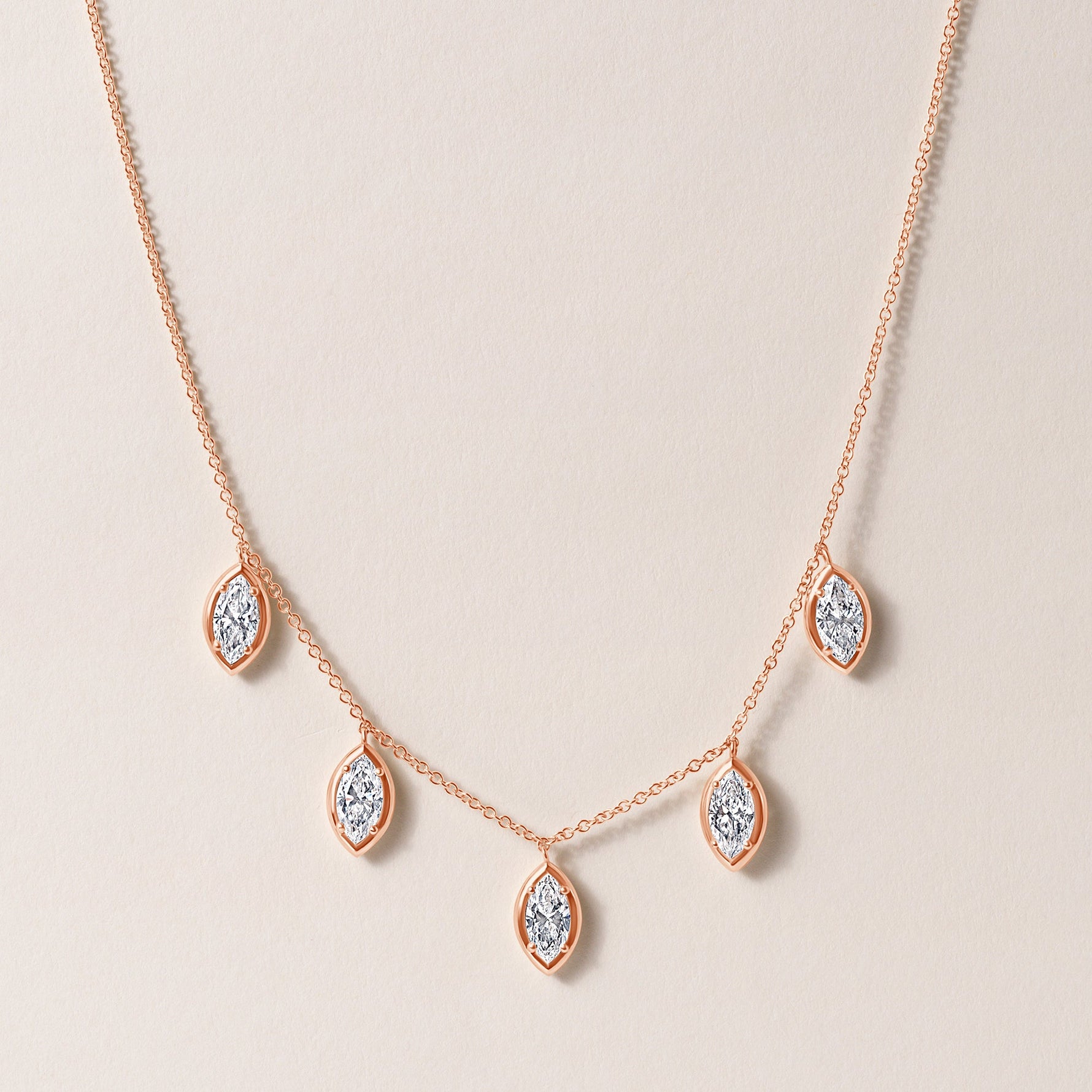 Vertical Marquise Stella Bezel Necklace Necklace ABN-186-MQ-V-LGD-3  - Abtin & Co.