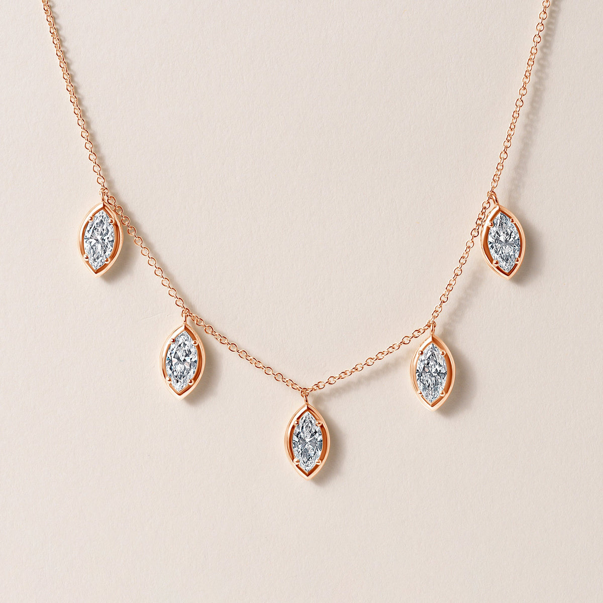 Vertical Marquise Stella Bezel Necklace Necklace ABN-186-MQ-V-LGD-3  - Abtin & Co.