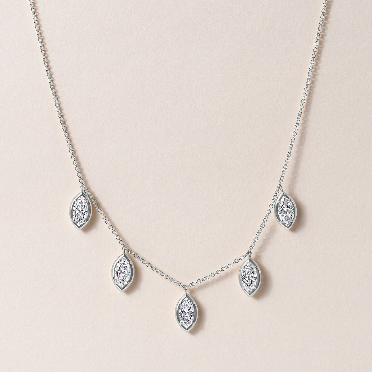 Vertical Marquise Stella Bezel Necklace Necklace ABN-186-MQ-V-LGD-2  - Abtin & Co.