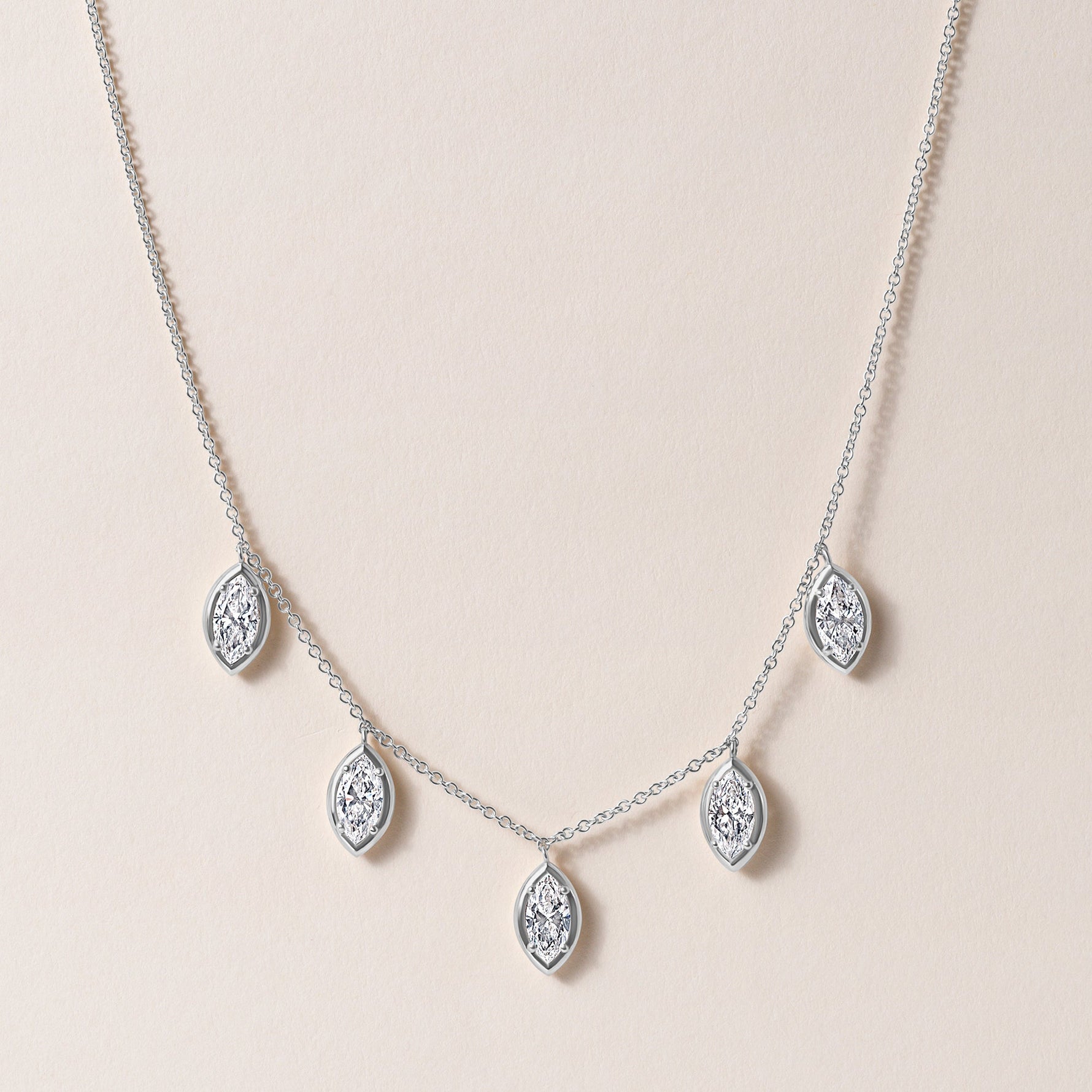 Vertical Marquise Stella Bezel Necklace Necklace ABN-186-MQ-V-LGD-2  - Abtin & Co.