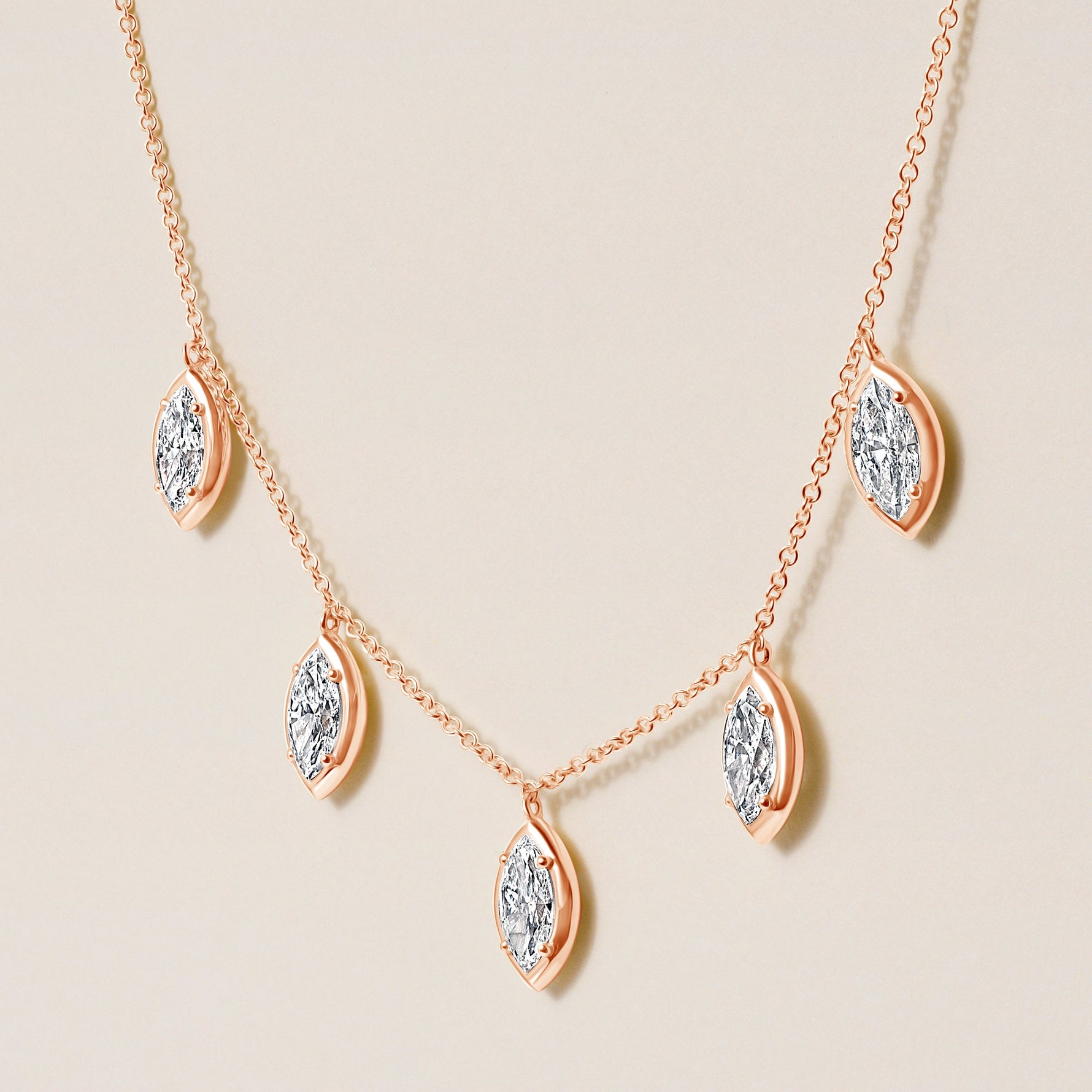 Vertical Marquise Stella Bezel Necklace Necklace ABN-186-MQ-V-LGD-3  - Abtin & Co.