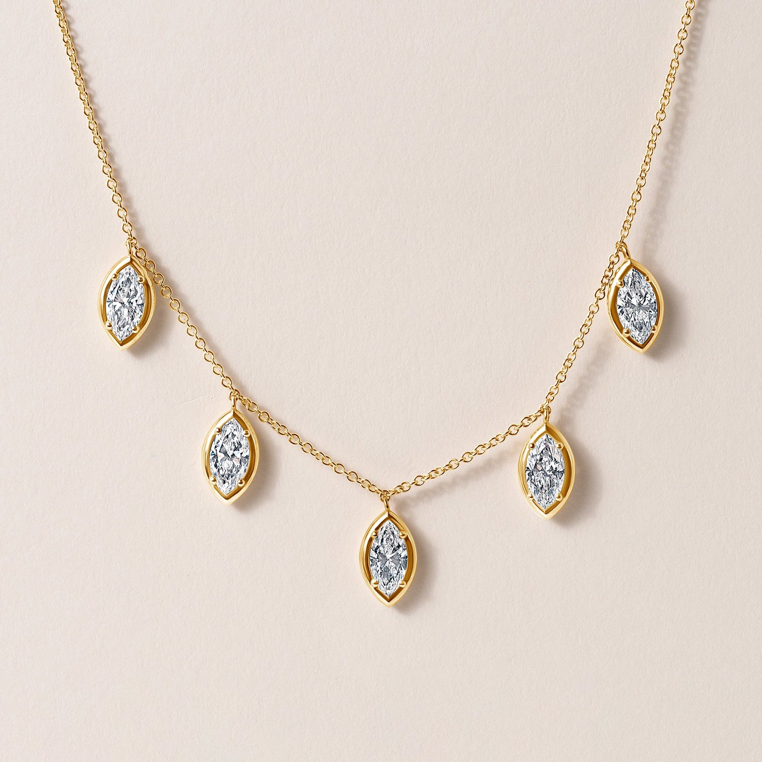 Vertical Marquise Stella Bezel Necklace Necklace ABN-186-MQ-V-LGD-1  - Abtin & Co.