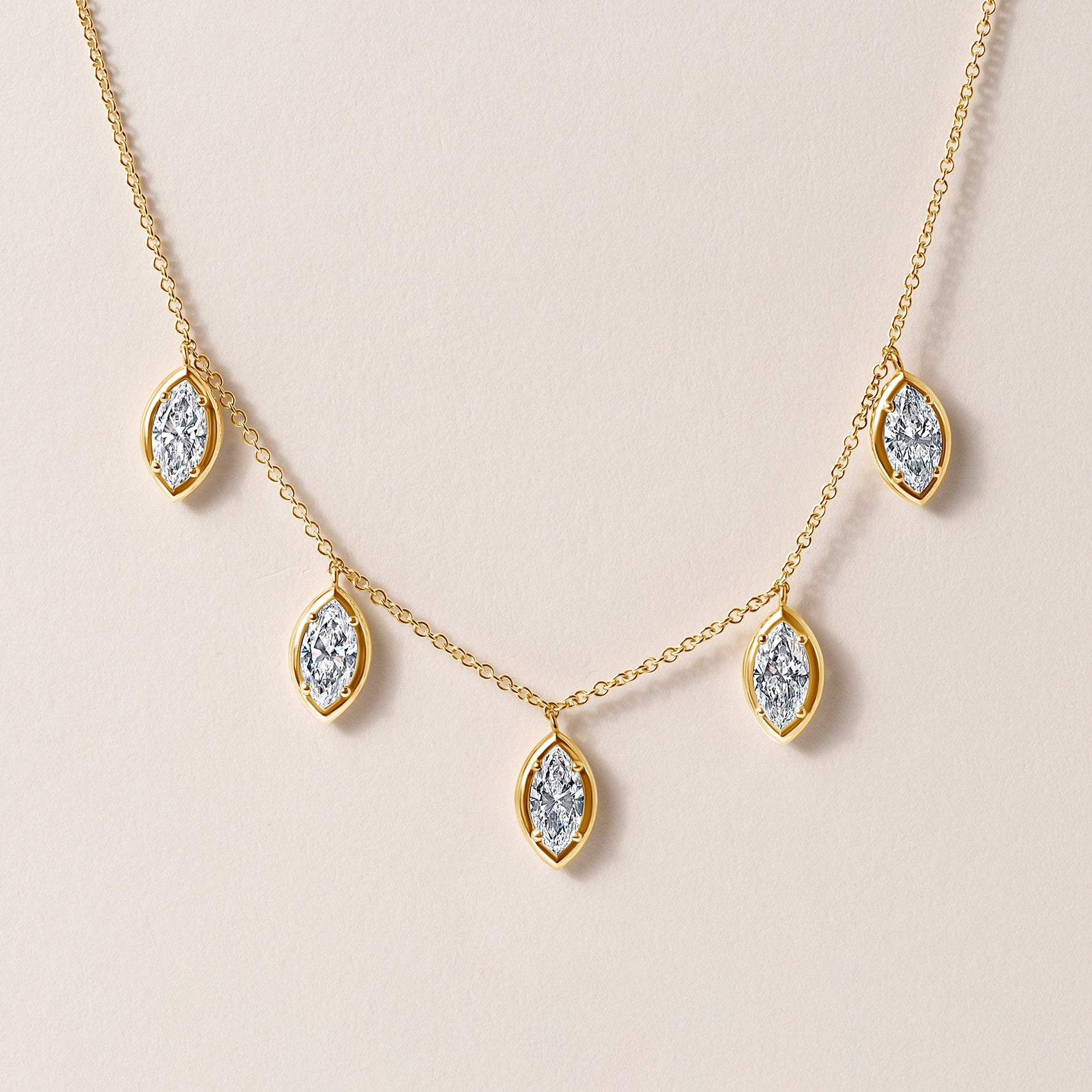 Vertical Marquise Stella Bezel Necklace Necklace ABN-186-MQ-V-LGD-1  - Abtin & Co.