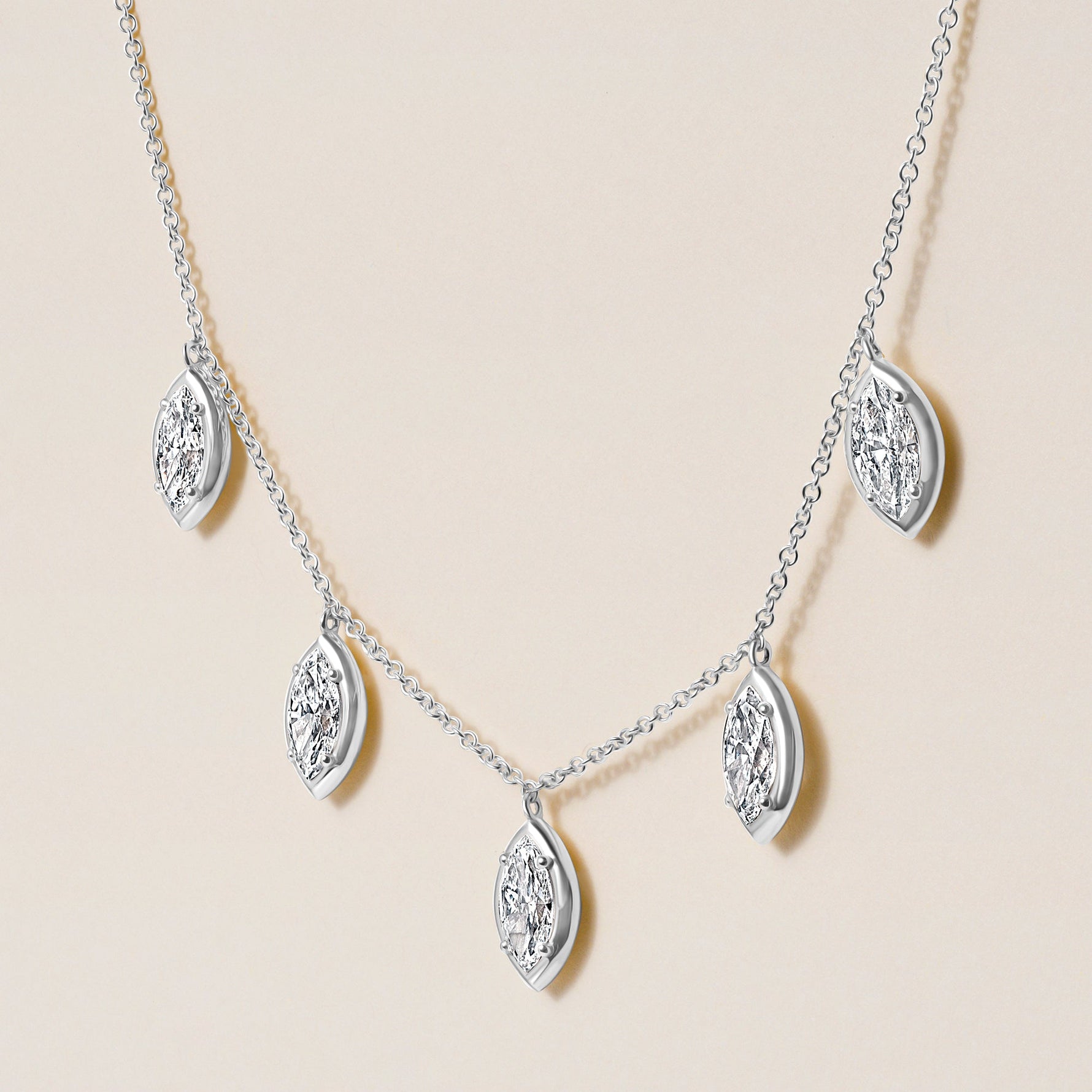 Vertical Marquise Stella Bezel Necklace Necklace ABN-186-MQ-V-LGD-2  - Abtin & Co.