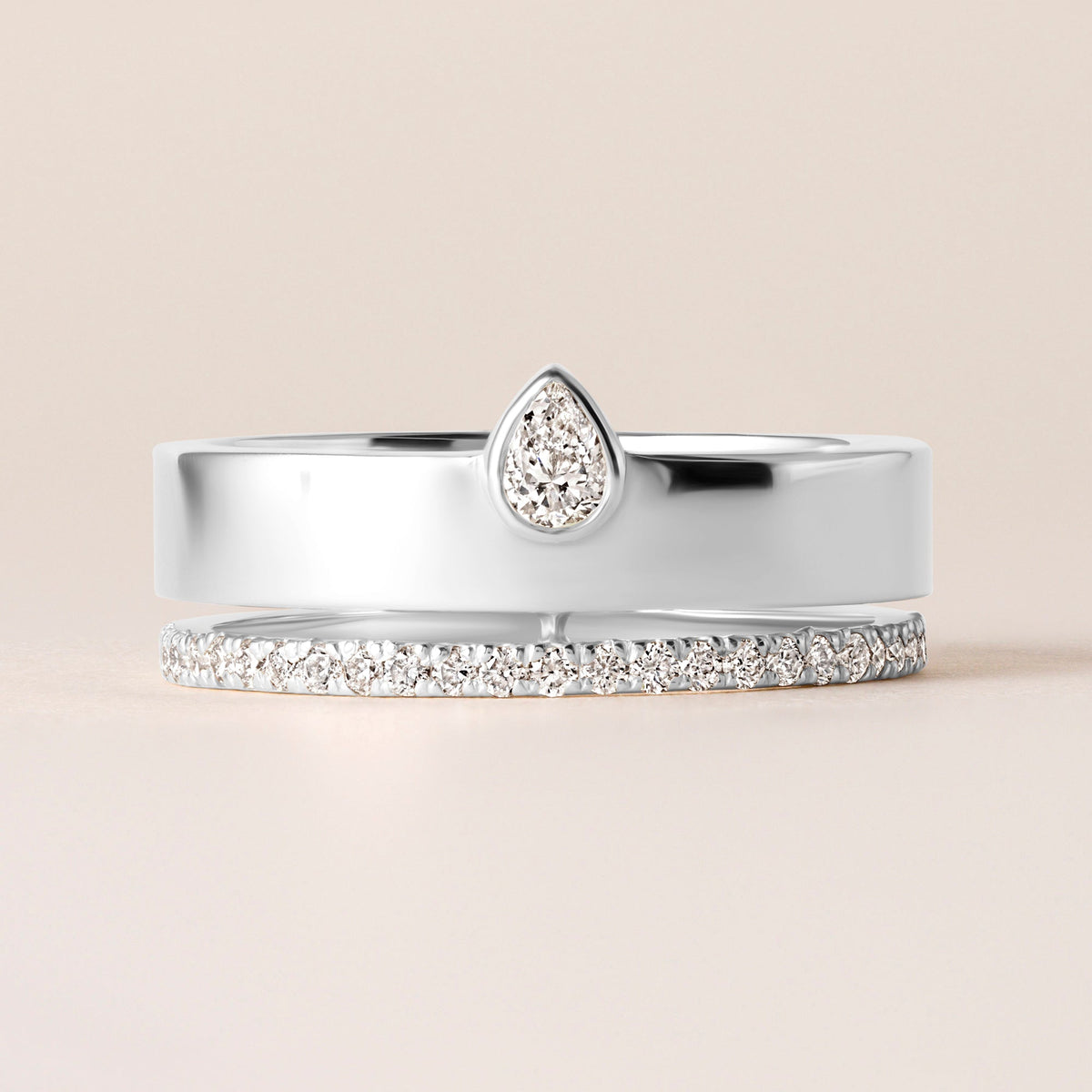 Vertical Pear Élevé Band Ring ABB-713.1-V2-PR2-D-3  - Abtin & Co.