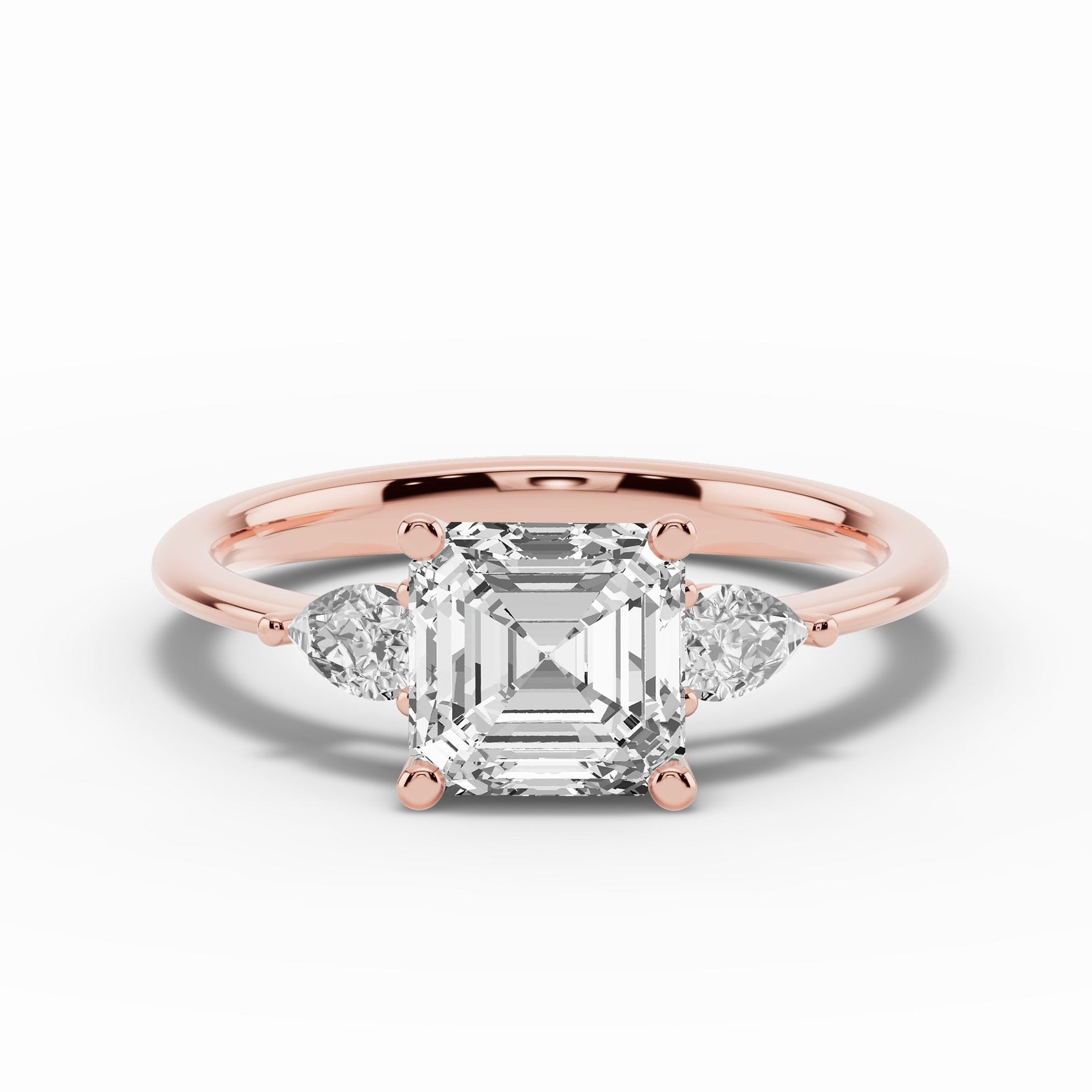 Vionne Asscher Three-Stone Engagement Ring Ring ABER-107-AS-LGD-11  - Abtin & Co.
