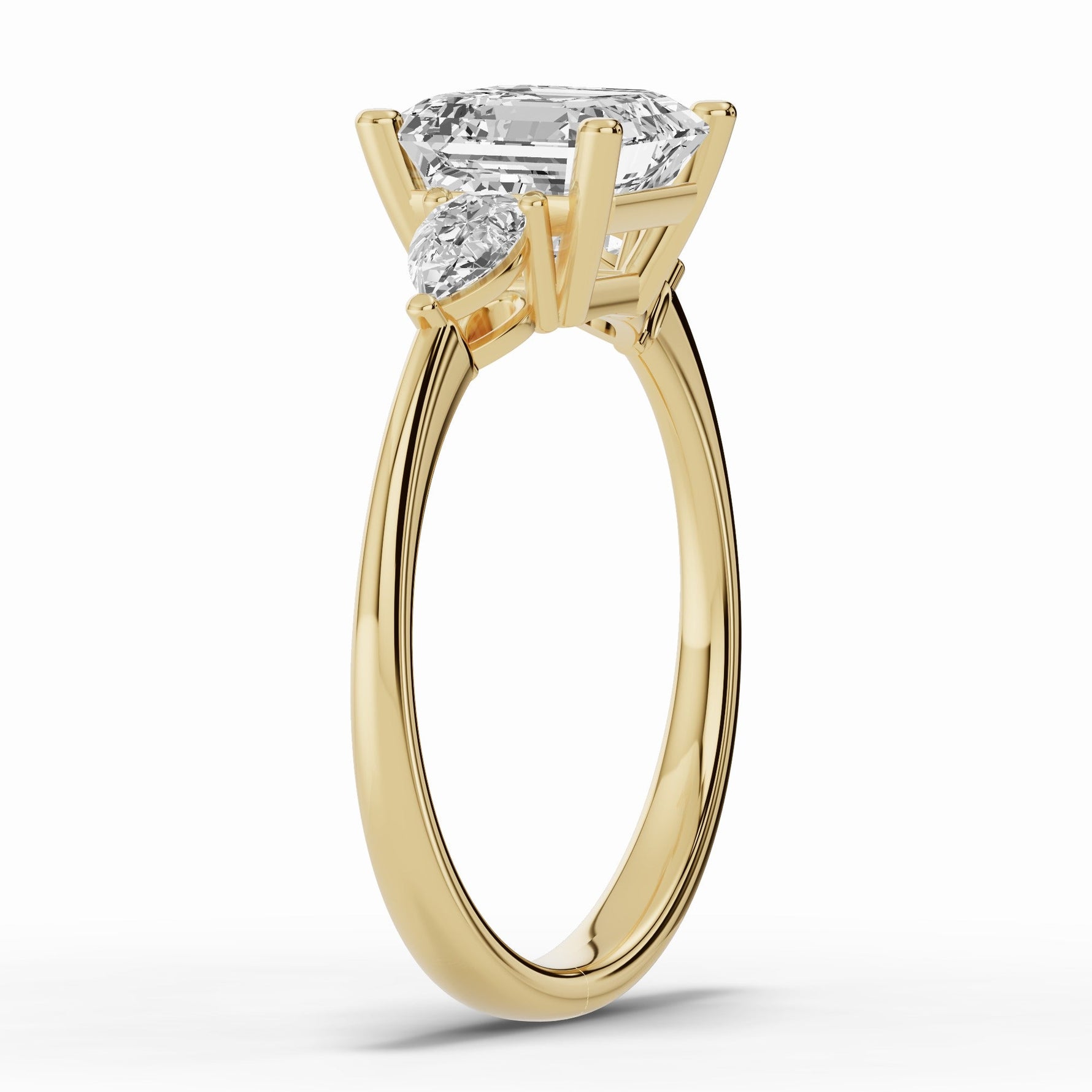 Vionne Asscher Three-Stone Engagement Ring Ring ABER-107-AS-LGD-1  - Abtin & Co.
