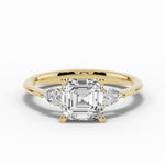 Vionne Asscher Three-Stone Engagement Ring Ring ABER-107-AS-LGD-1  - Abtin & Co.