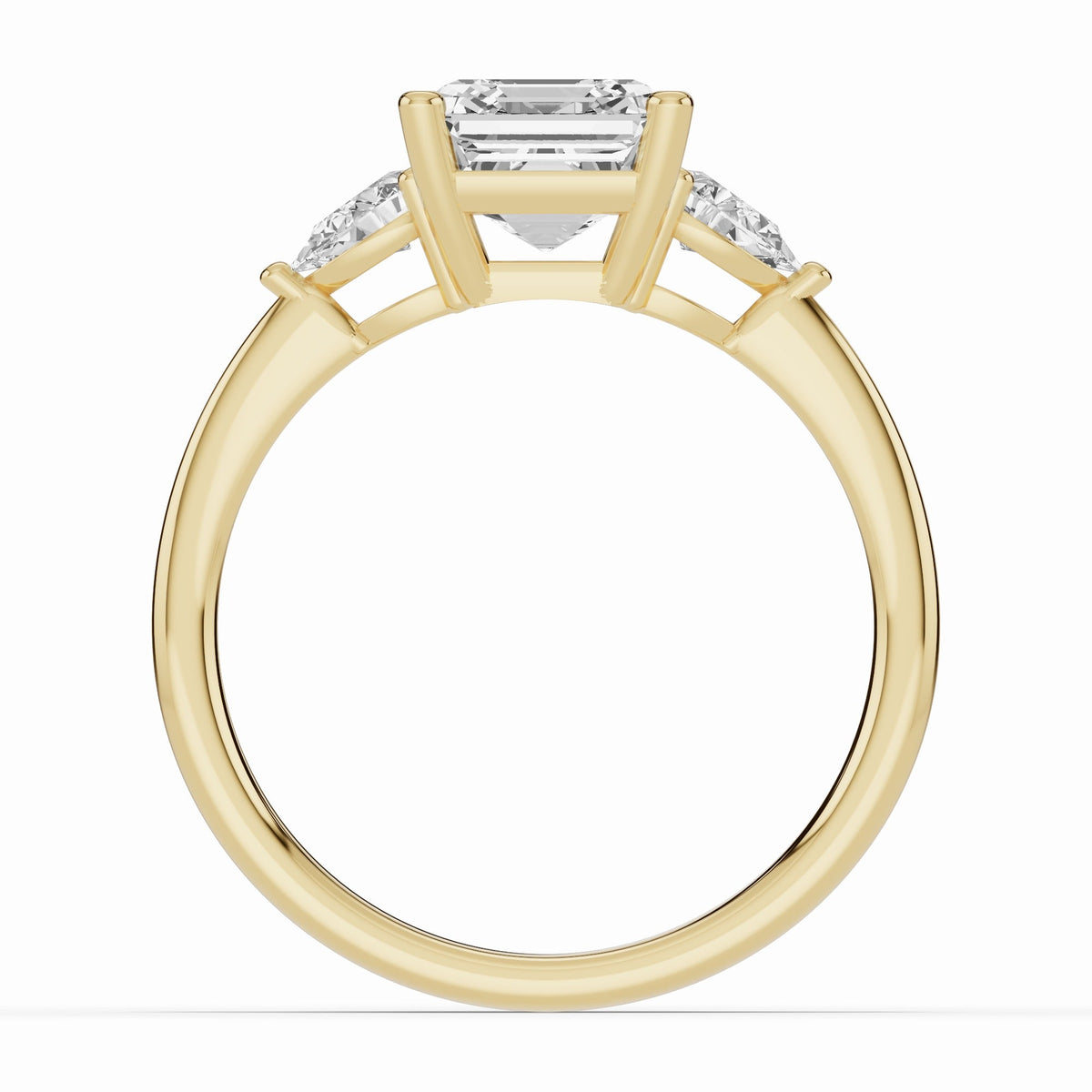Vionne Asscher Three-Stone Engagement Ring Ring ABER-107-AS-LGD-1  - Abtin & Co.