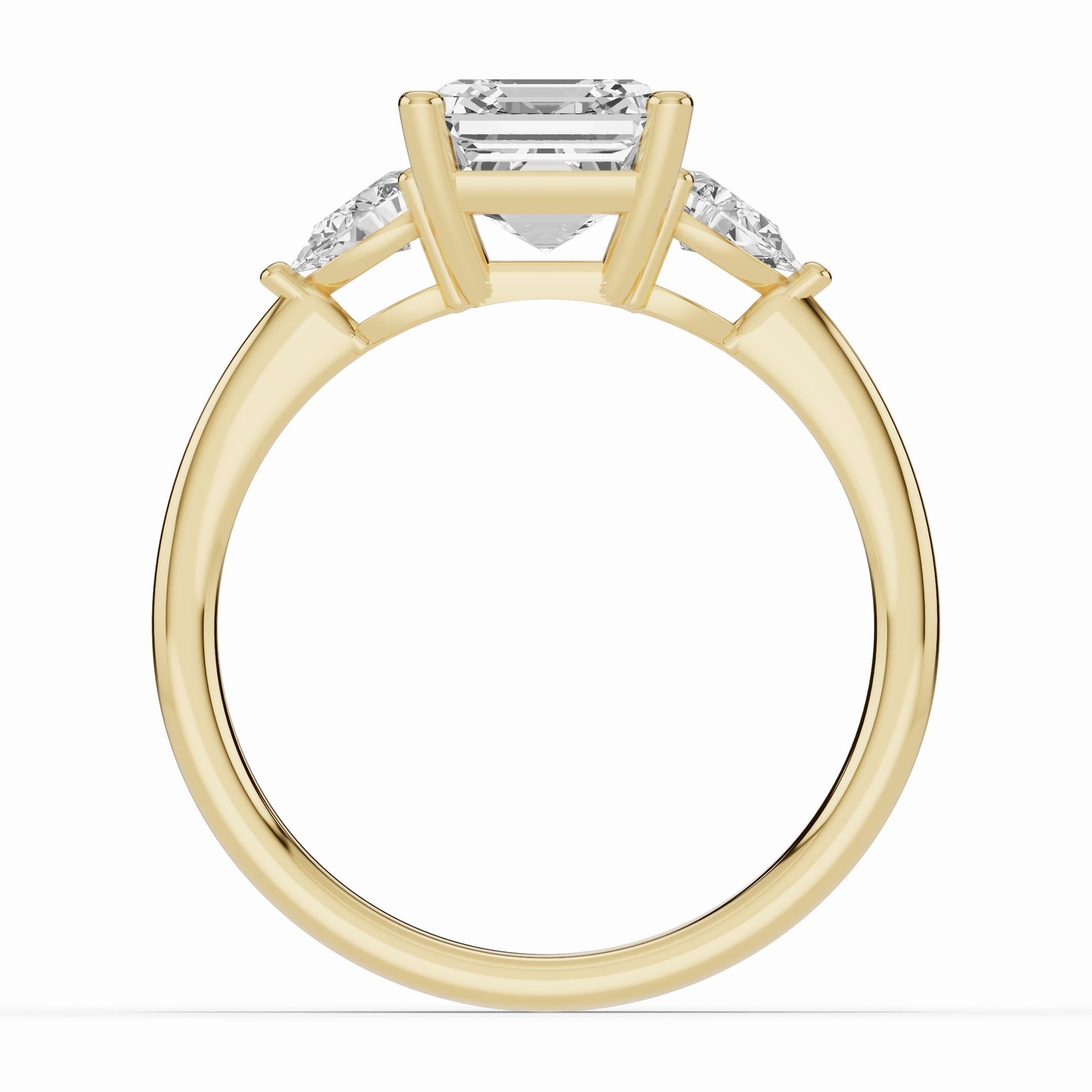 Vionne Asscher Three-Stone Engagement Ring Ring ABER-107-AS-LGD-1  - Abtin & Co.