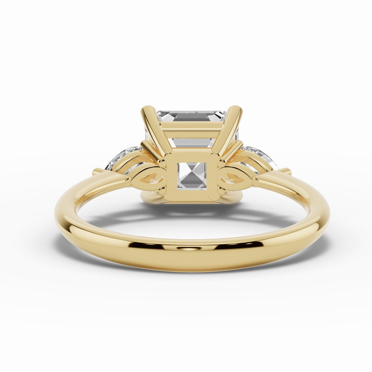 Vionne Asscher Three-Stone Engagement Ring Ring ABER-107-AS-LGD-1  - Abtin & Co.