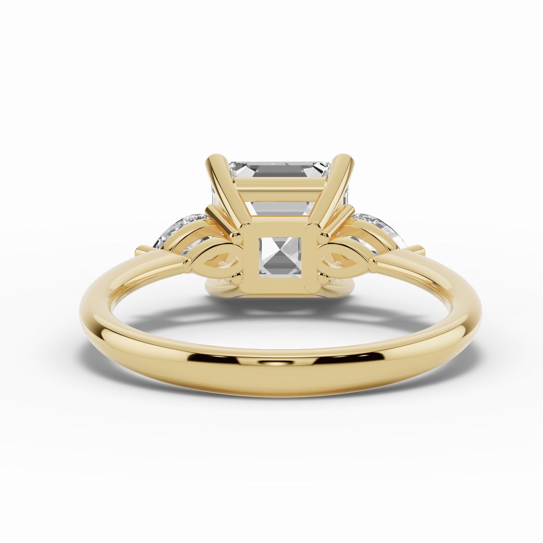 Vionne Asscher Three-Stone Engagement Ring Ring ABER-107-AS-LGD-1  - Abtin & Co.