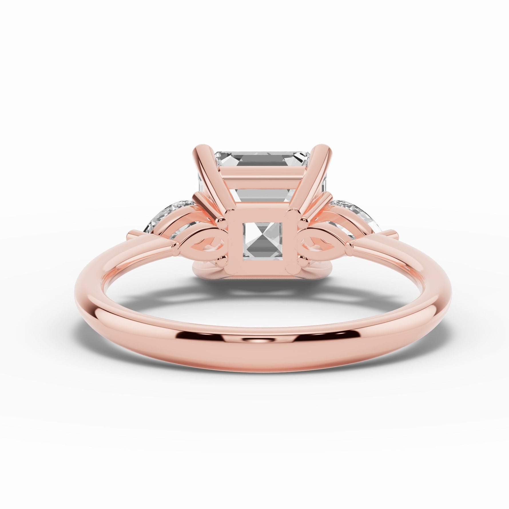 Vionne Asscher Three-Stone Engagement Ring Ring ABER-107-AS-LGD-11  - Abtin & Co.