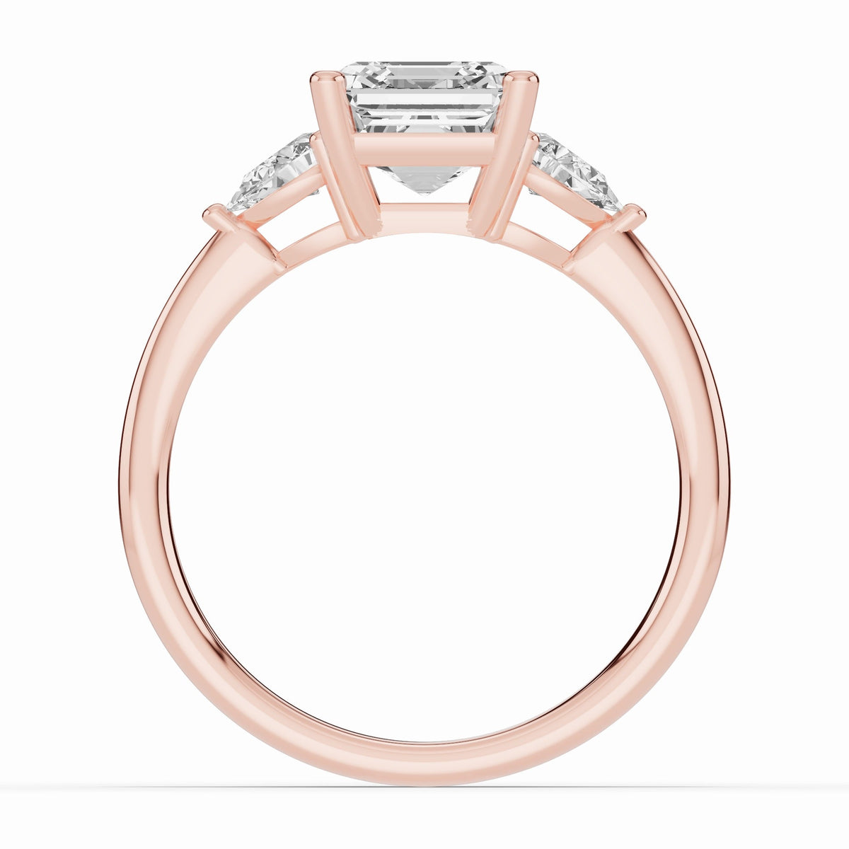 Vionne Asscher Three-Stone Engagement Ring Ring ABER-107-AS-LGD-11  - Abtin & Co.