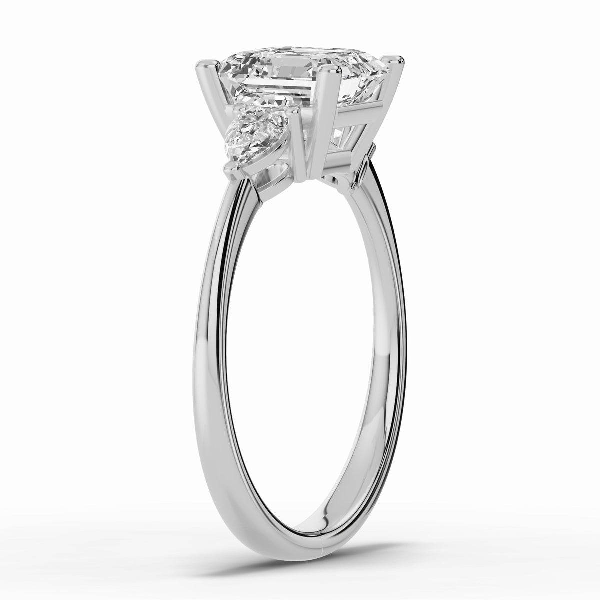 Vionne Asscher Three-Stone Engagement Ring Ring ABER-107-AS-LGD-6  - Abtin & Co.