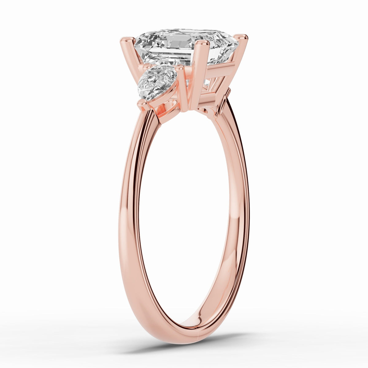 Vionne Asscher Three-Stone Engagement Ring Ring ABER-107-AS-LGD-11  - Abtin & Co.