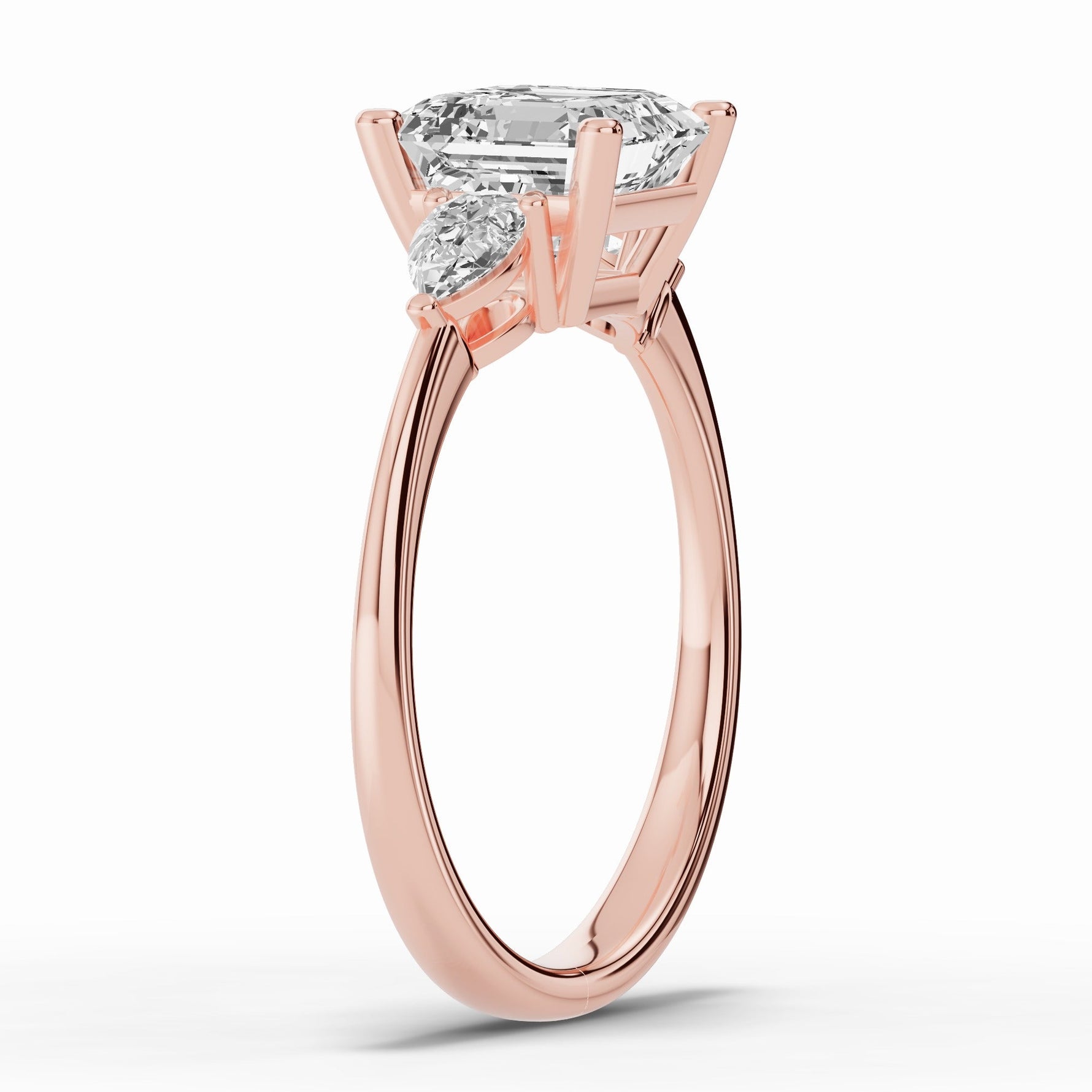 Vionne Asscher Three-Stone Engagement Ring Ring ABER-107-AS-LGD-11  - Abtin & Co.