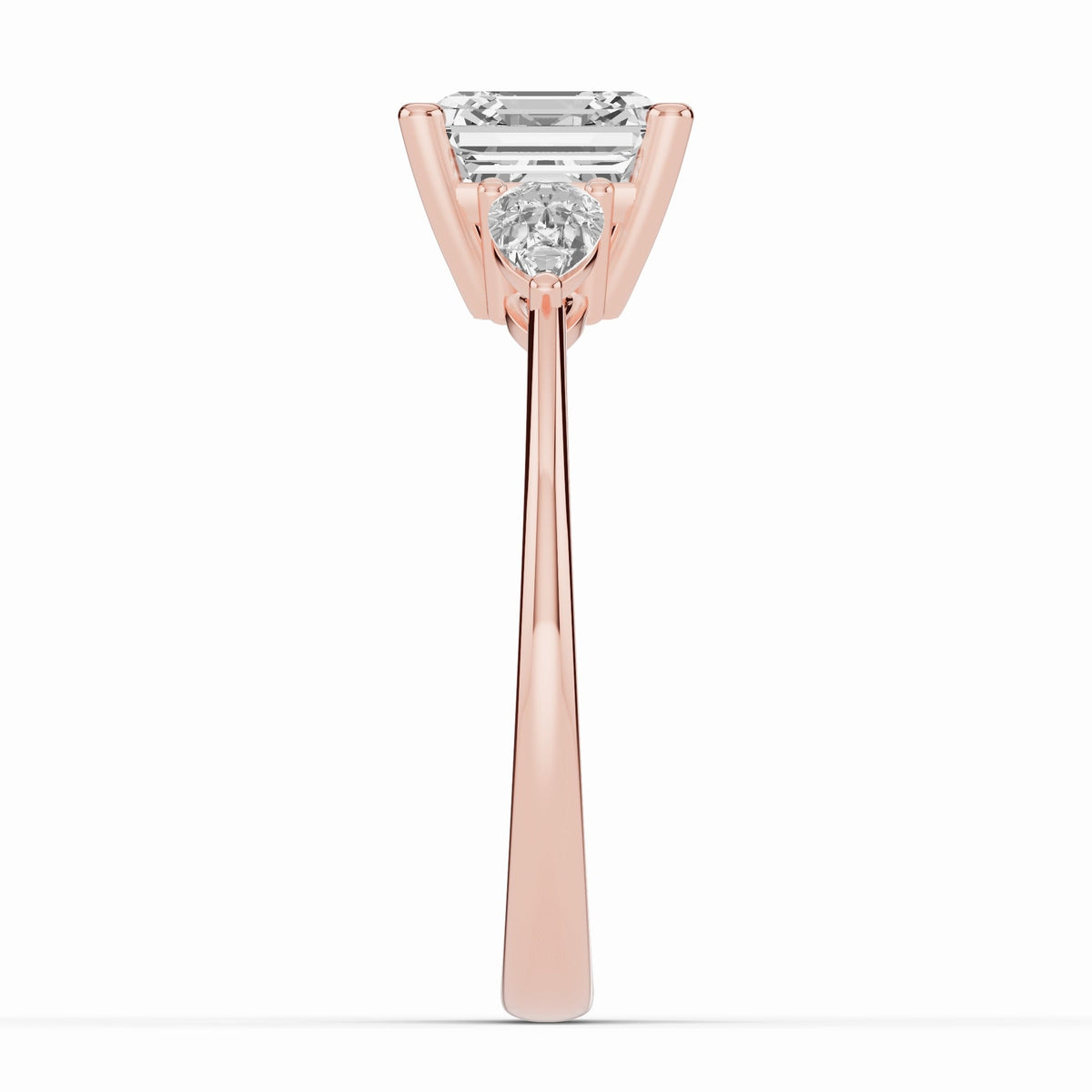Vionne Asscher Three-Stone Engagement Ring Ring ABER-107-AS-LGD-11  - Abtin & Co.