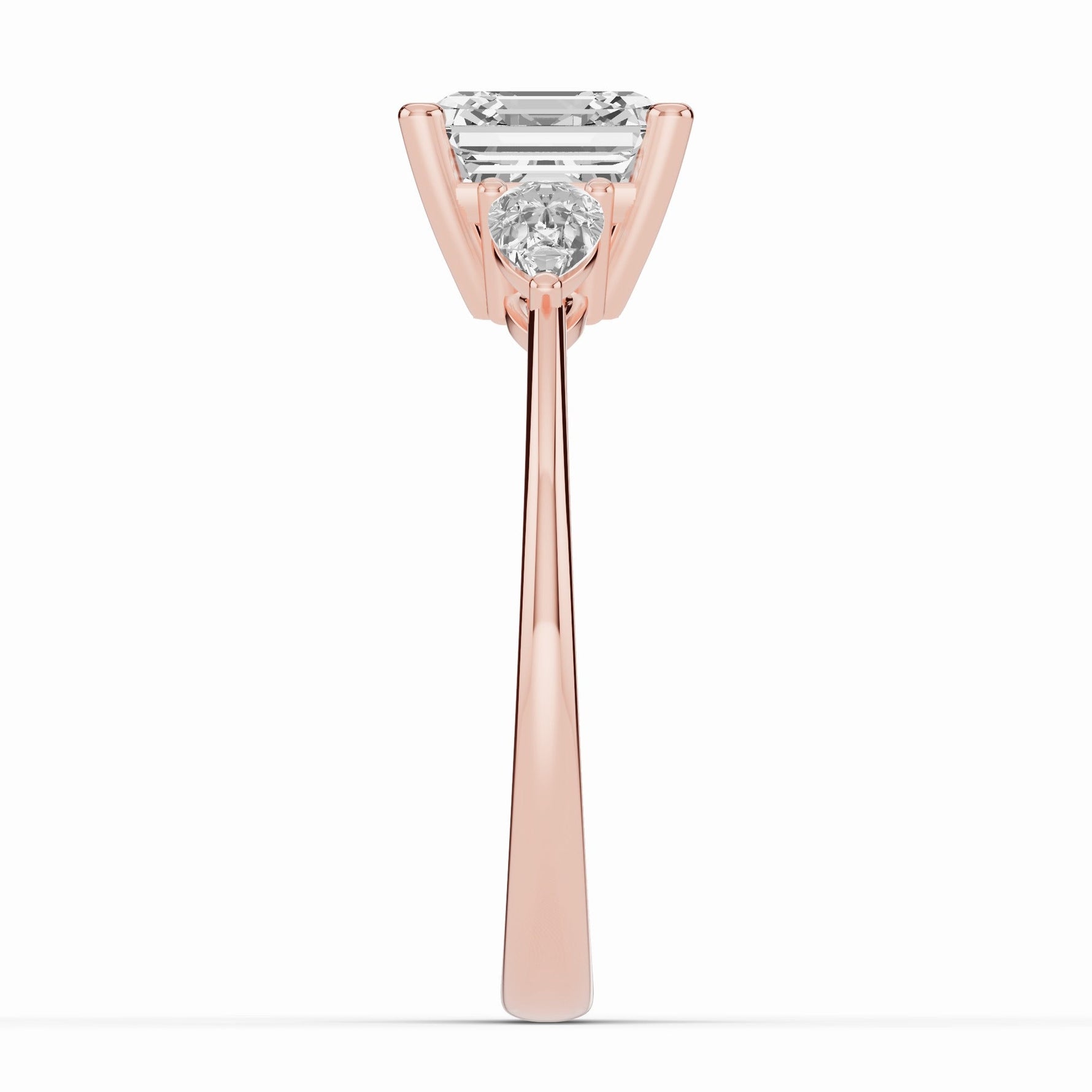 Vionne Asscher Three-Stone Engagement Ring Ring ABER-107-AS-LGD-11  - Abtin & Co.