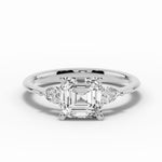 Vionne Asscher Three-Stone Engagement Ring Ring ABER-107-AS-LGD-6  - Abtin & Co.