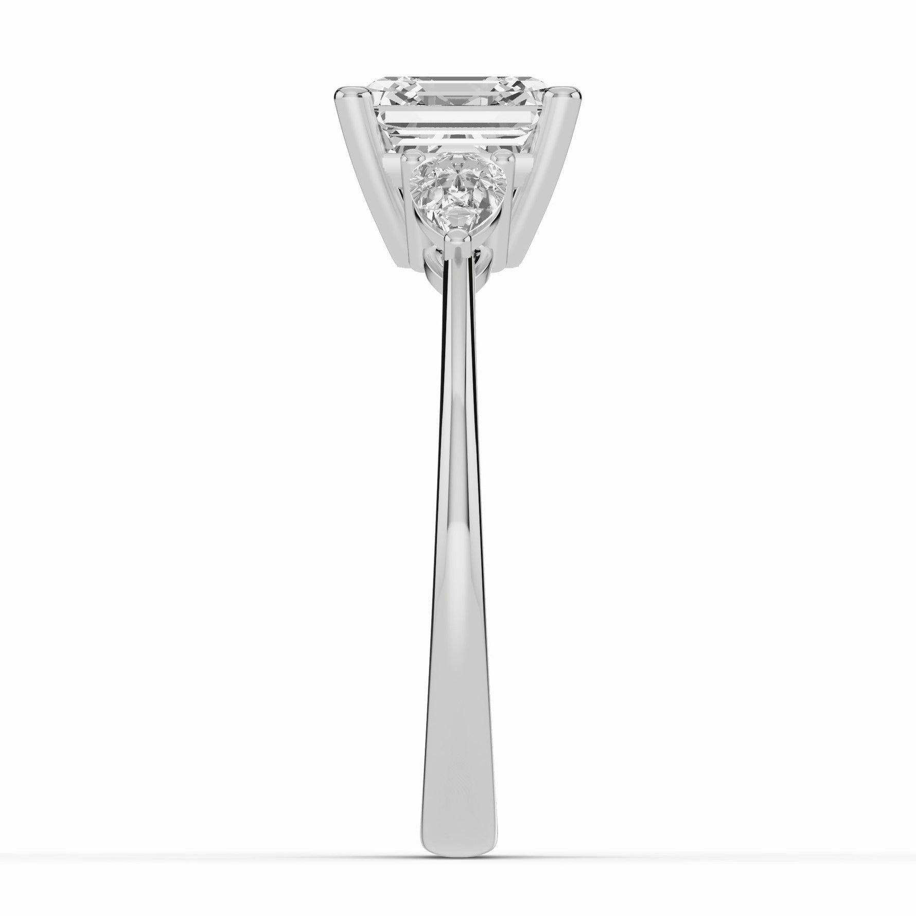 Vionne Asscher Three-Stone Engagement Ring Ring ABER-107-AS-LGD-6  - Abtin & Co.