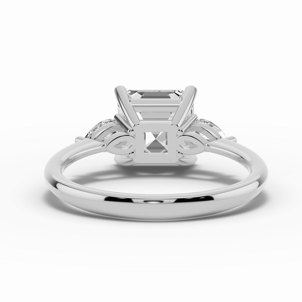 Vionne Asscher Three-Stone Engagement Ring Ring ABER-107-AS-LGD-6  - Abtin & Co.