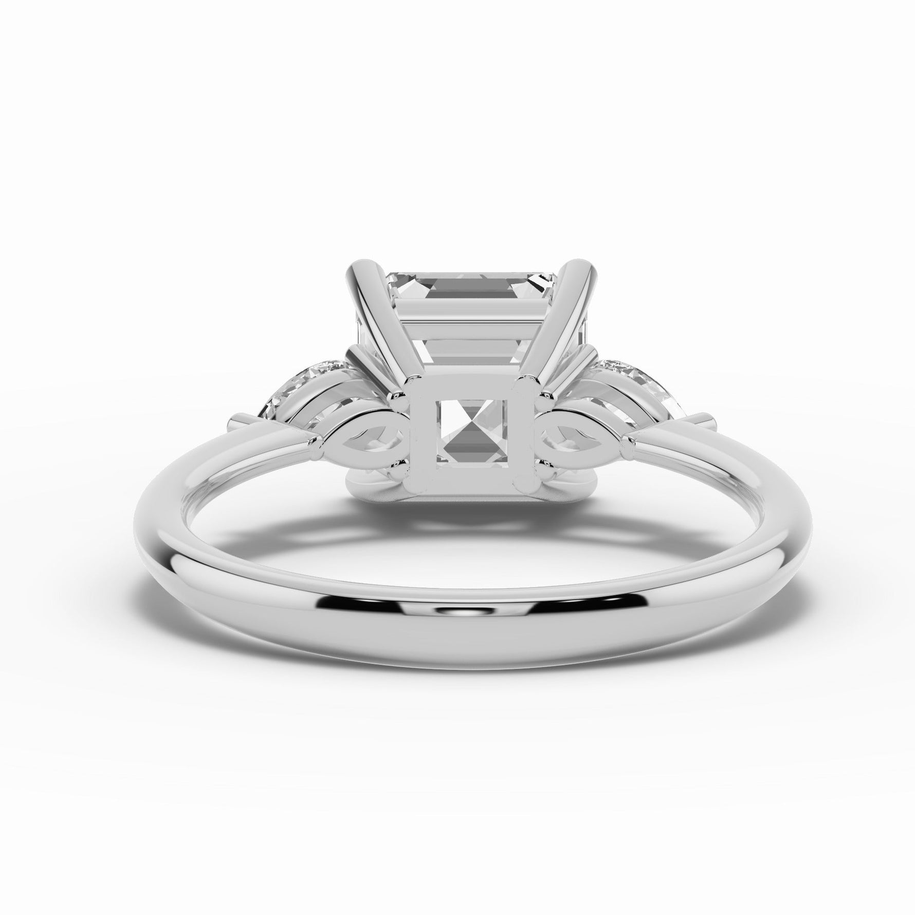 Vionne Asscher Three-Stone Engagement Ring Ring ABER-107-AS-LGD-6  - Abtin & Co.