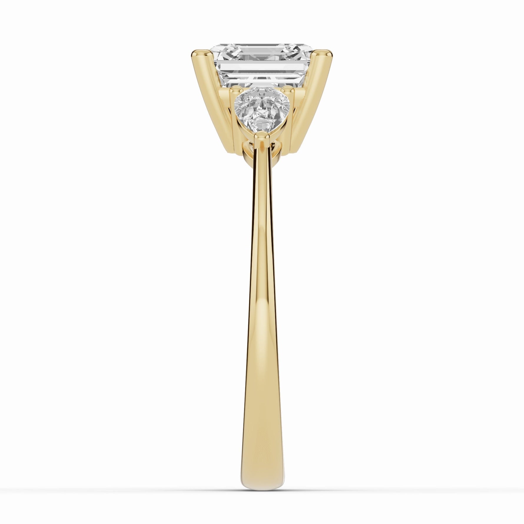 Vionne Asscher Three-Stone Engagement Ring Ring ABER-107-AS-LGD-1  - Abtin & Co.