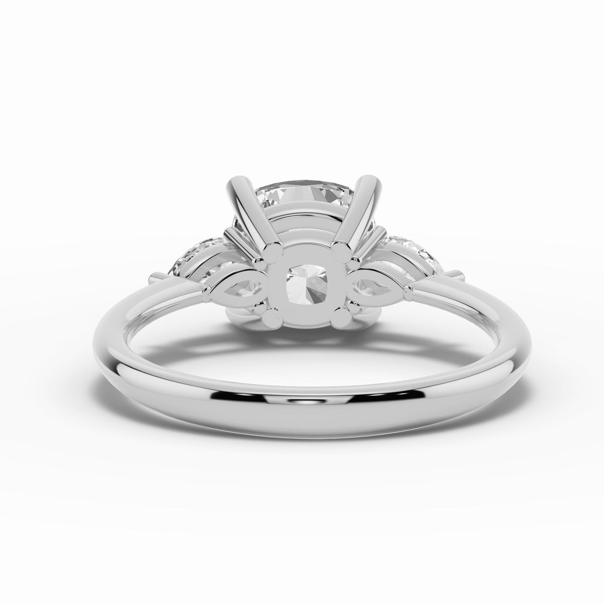 Vionne Cushion Three-Stone Engagement Ring Ring ABER-107-CU-LGD-6  - Abtin & Co.