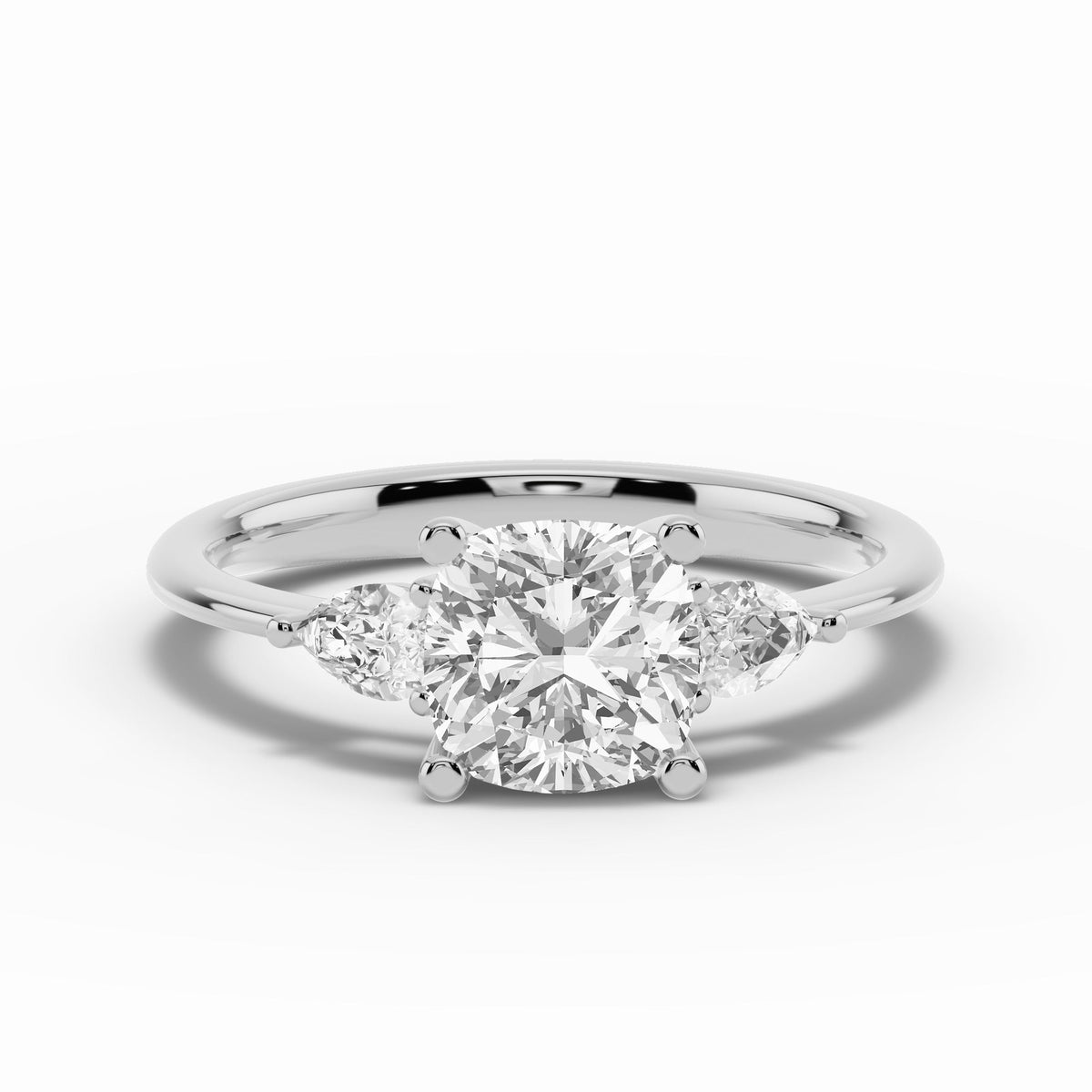 Vionne Cushion Three-Stone Engagement Ring Ring ABER-107-CU-LGD-6  - Abtin & Co.