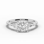 Vionne Cushion Three-Stone Engagement Ring Ring ABER-107-CU-LGD-6  - Abtin & Co.