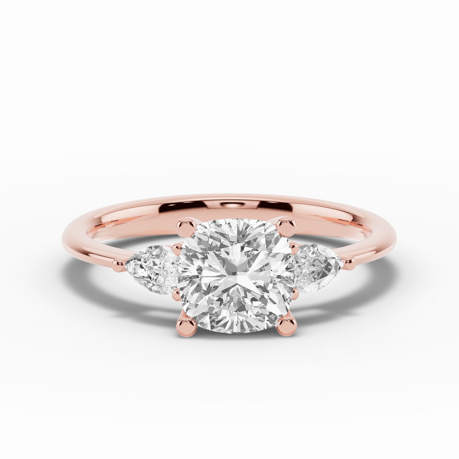 Vionne Cushion Three-Stone Engagement Ring Ring ABER-107-CU-LGD-11  - Abtin & Co.