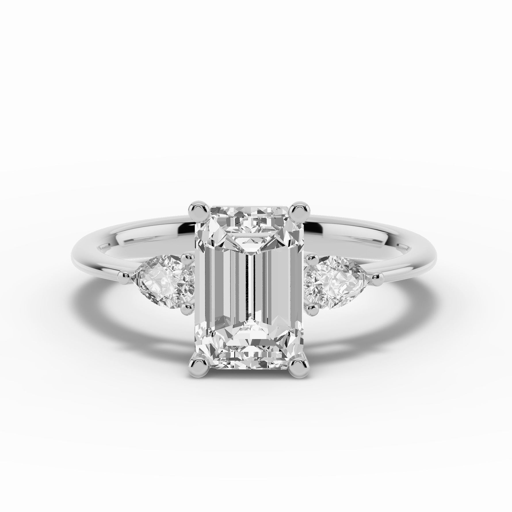 Vionne Emerald Cut Three-Stone Engagement Ring Ring ABER-107-EM-LGD-6  - Abtin & Co.