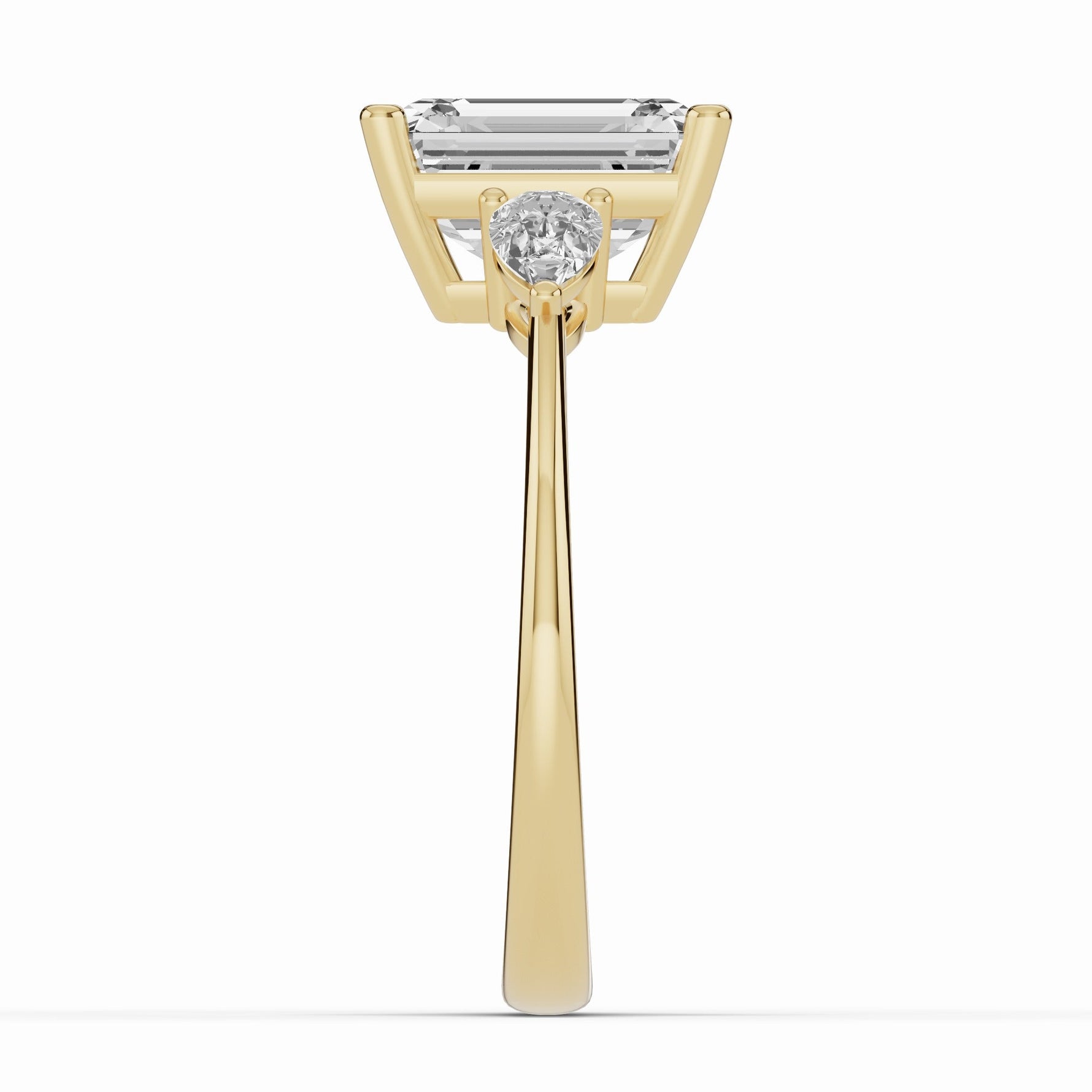 Vionne Emerald Cut Three-Stone Engagement Ring Ring ABER-107-EM-LGD-1  - Abtin & Co.
